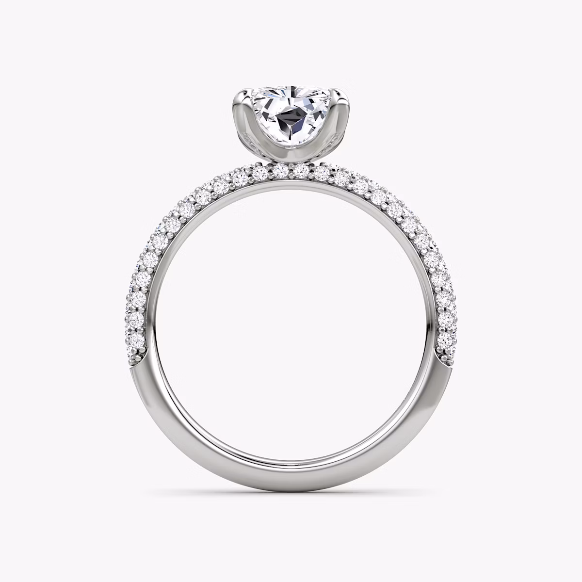 The Pavé Dome | Radiant | Platinum | bandAccent: Pavé | diamondOrientation: vertical | caratWeight: other