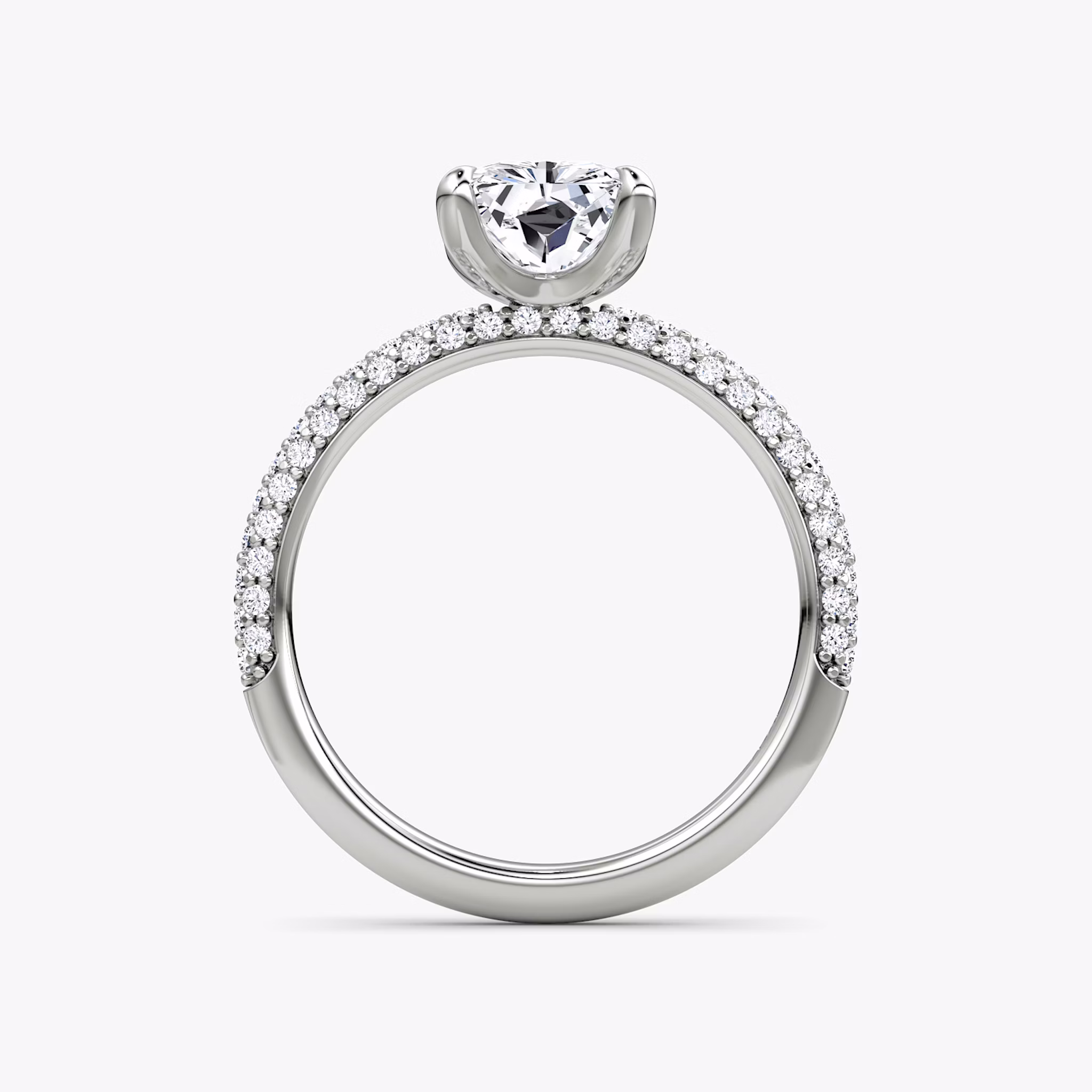 The Pavé Dome | Radiant | 18k | White Gold | bandAccent: Pavé | diamondOrientation: vertical | caratWeight: other