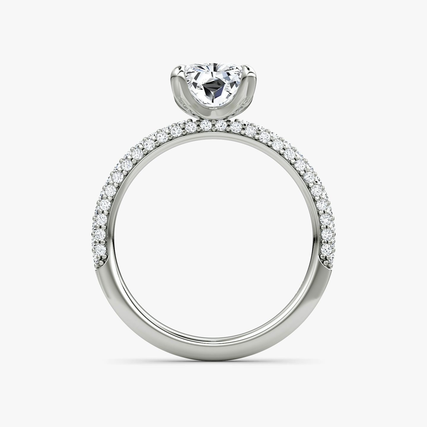 The Pavé Dome | Radiant | Platinum | bandAccent: Pavé | diamondOrientation: vertical | caratWeight: other