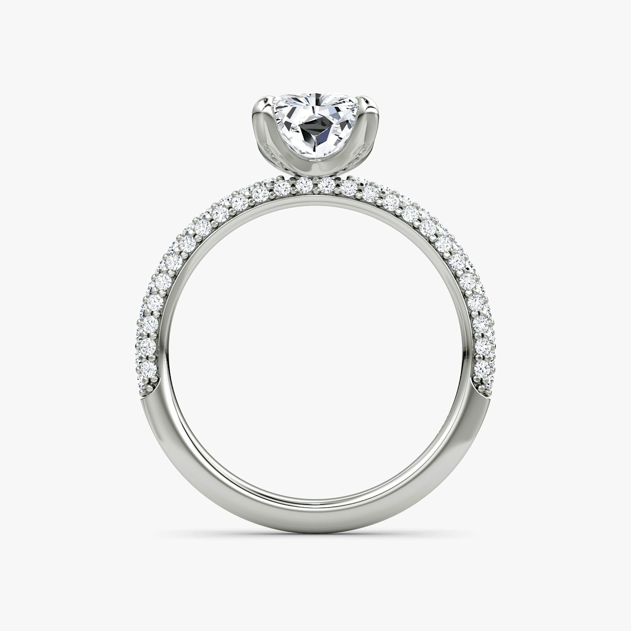 The Pavé Dome | Radiant | 18k | White Gold | bandAccent: Pavé | diamondOrientation: vertical | caratWeight: other