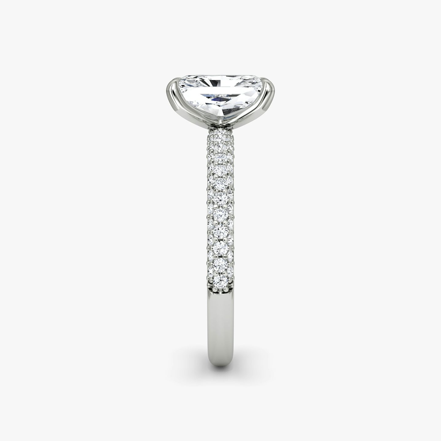 The Pavé Dome | Radiant | Platinum | bandAccent: Pavé | diamondOrientation: vertical | caratWeight: other