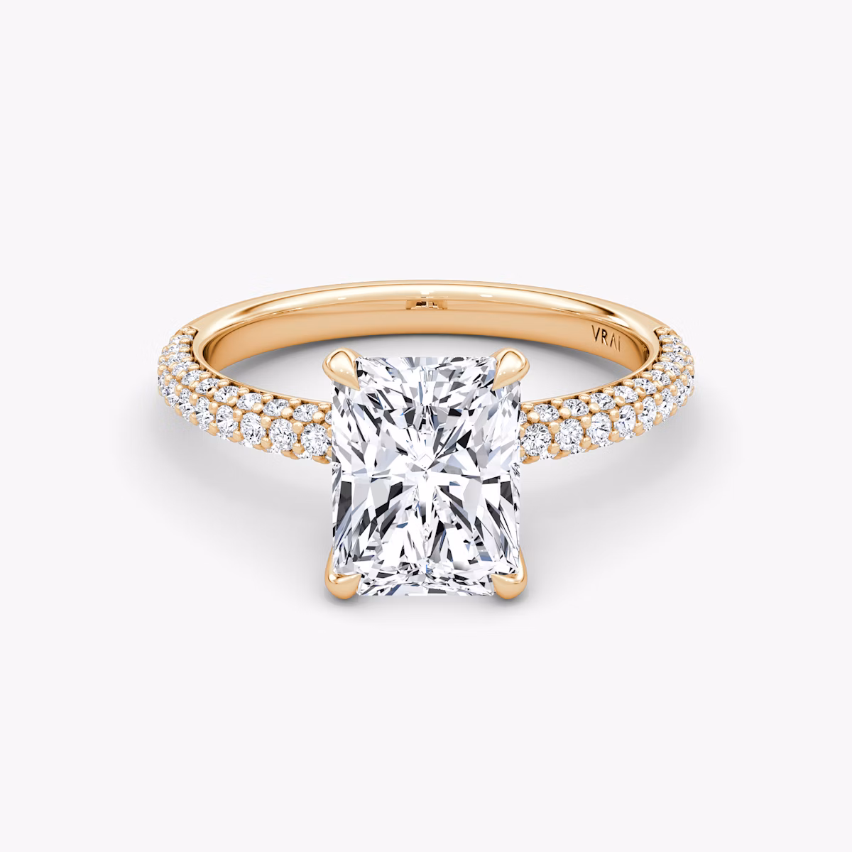 The Pavé Dome | Radiant | 14k | Rose Gold | bandAccent: Pavé | diamondOrientation: vertical | caratWeight: other