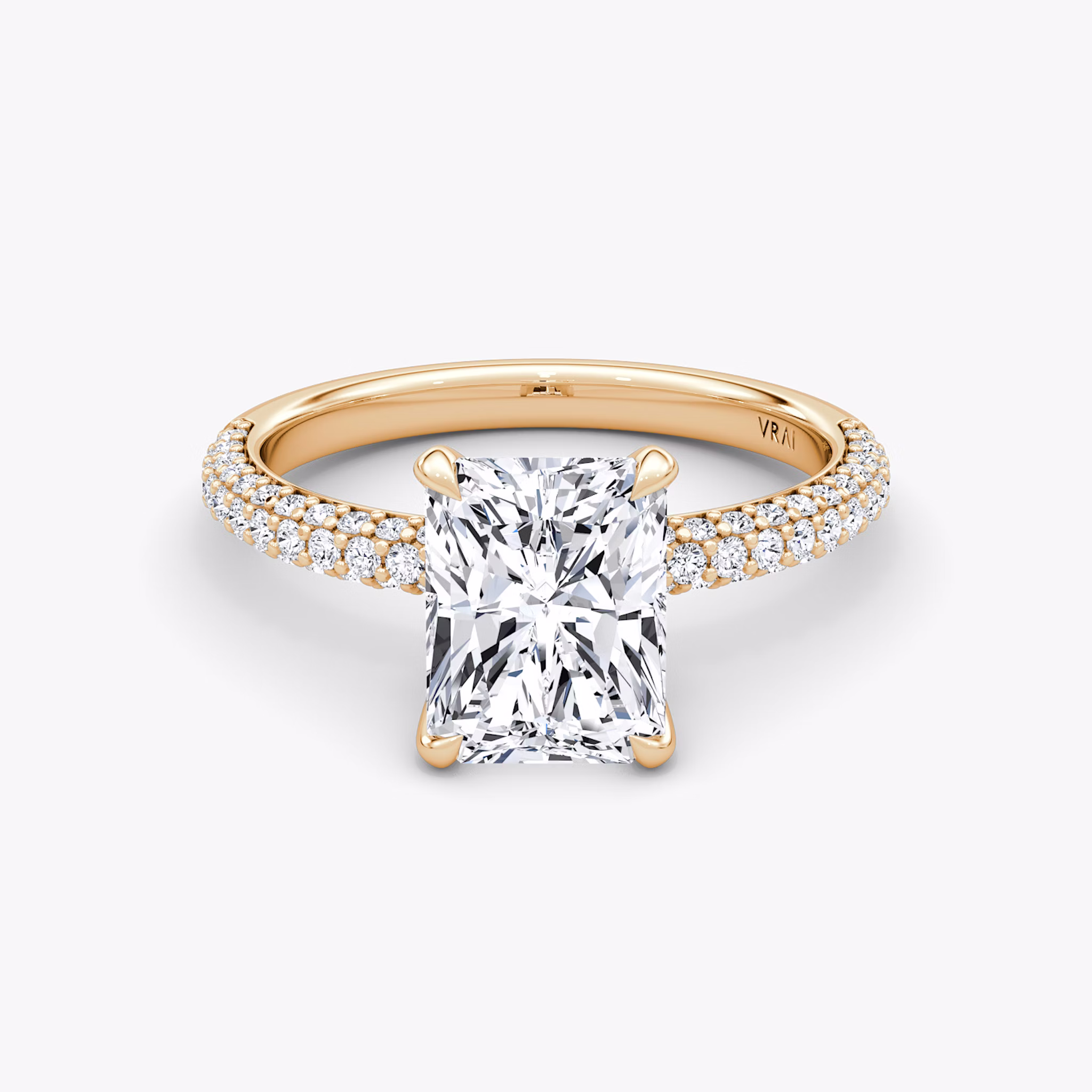 Pavé Dome | Radiant | 14k | Roségold | bandAccent: Mit Pavé-Besatz | diamondOrientation: vertical | caratWeight: other