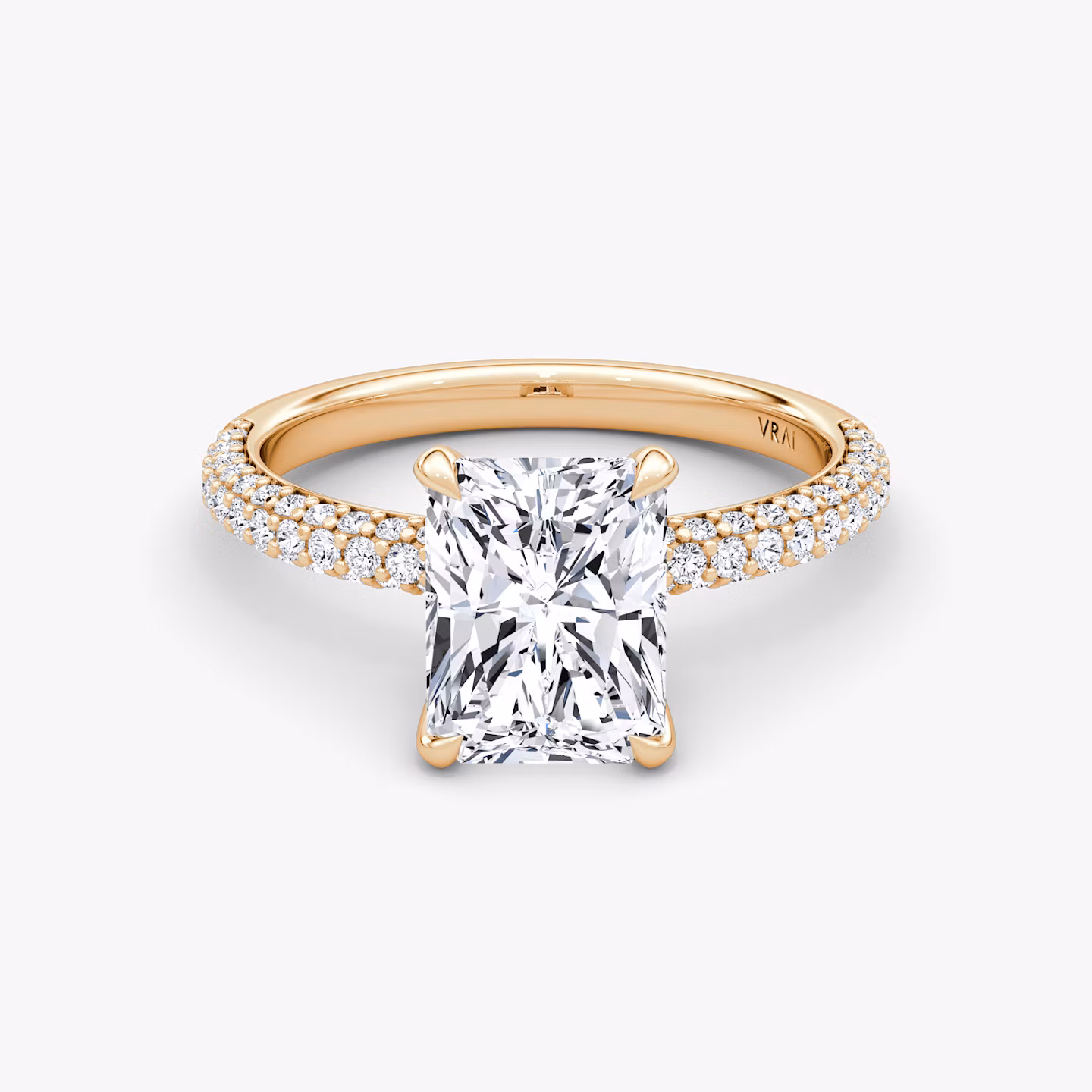 The Pavé Dome | Radiant | 14k | Rose Gold | bandAccent: Pavé | diamondOrientation: vertical | caratWeight: other