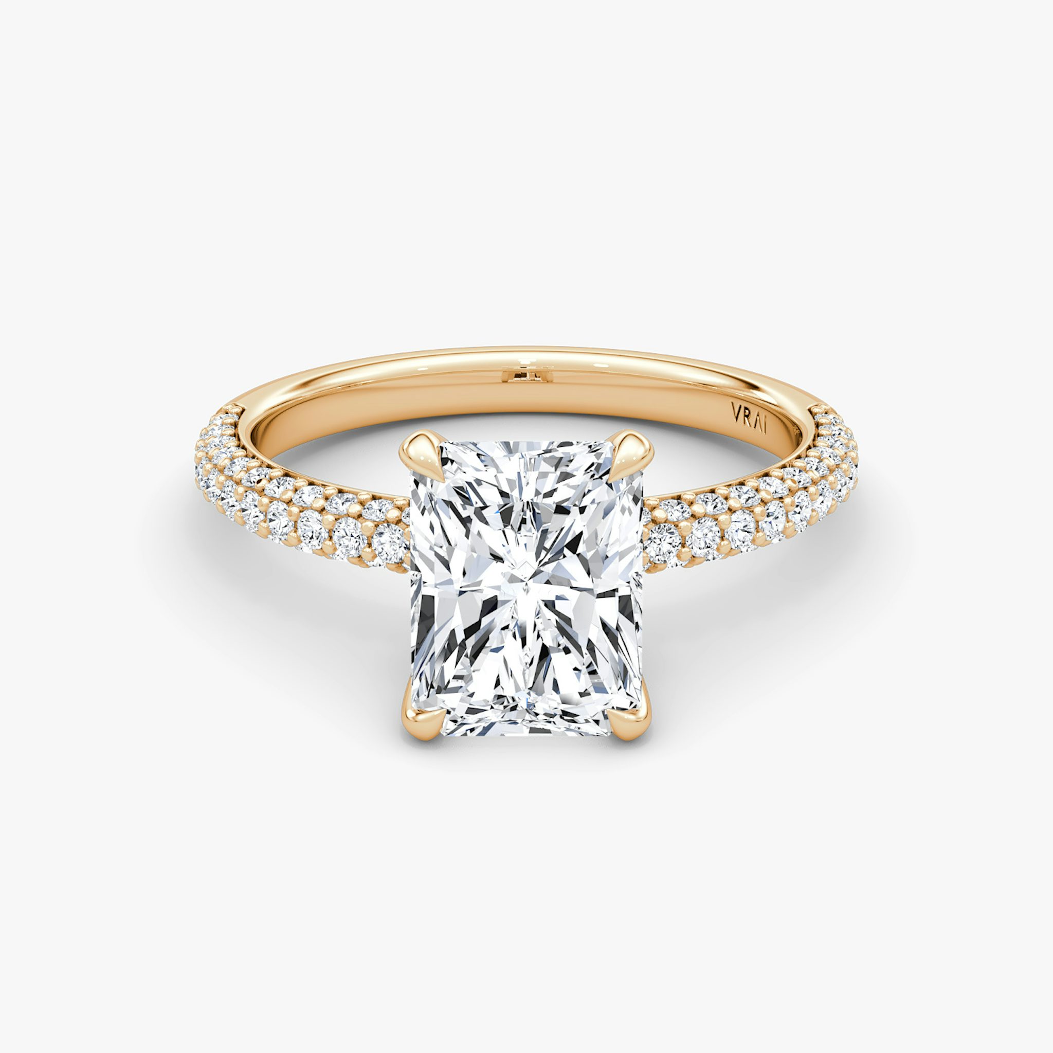 Pavé Dome | Radiant | 14k | Roségold | bandAccent: Mit Pavé-Besatz | diamondOrientation: vertical | caratWeight: other