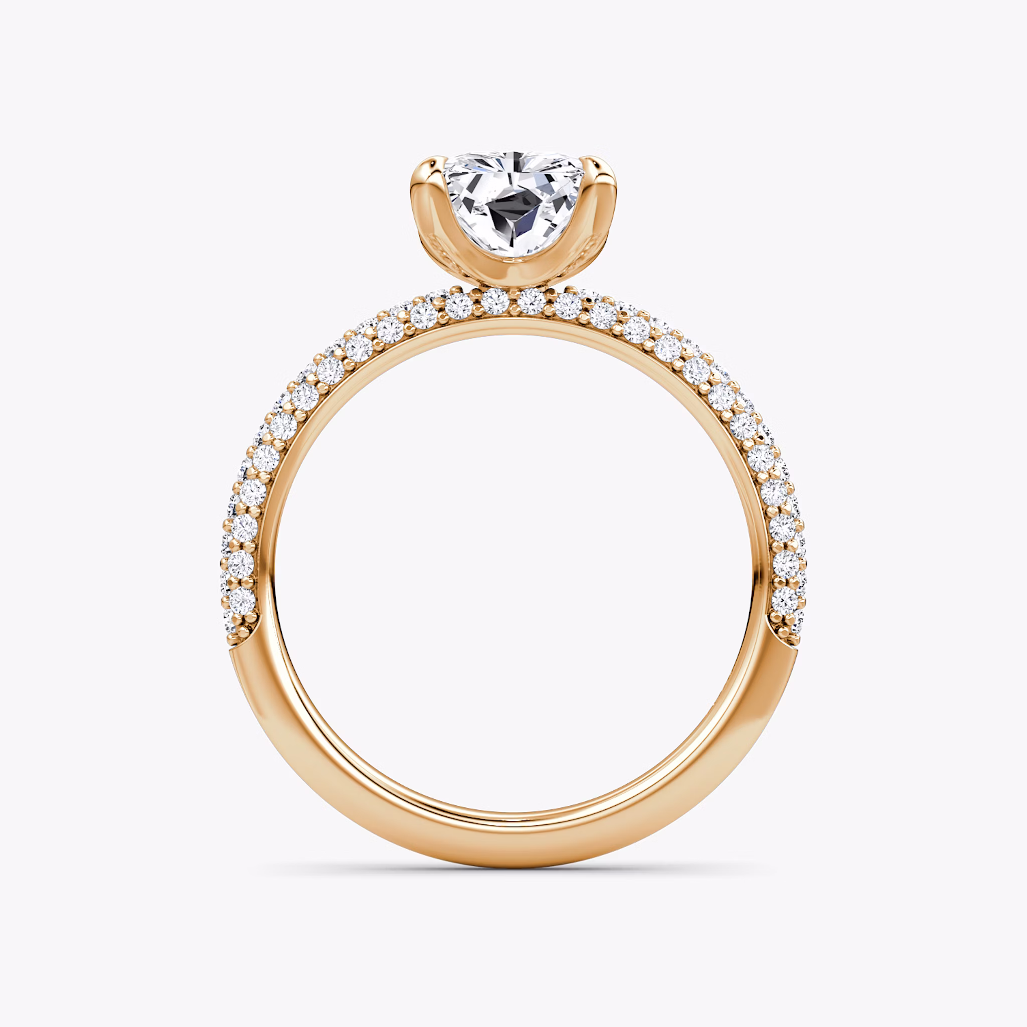 Pavé Dome | Radiant | 14k | Roségold | bandAccent: Mit Pavé-Besatz | diamondOrientation: vertical | caratWeight: other