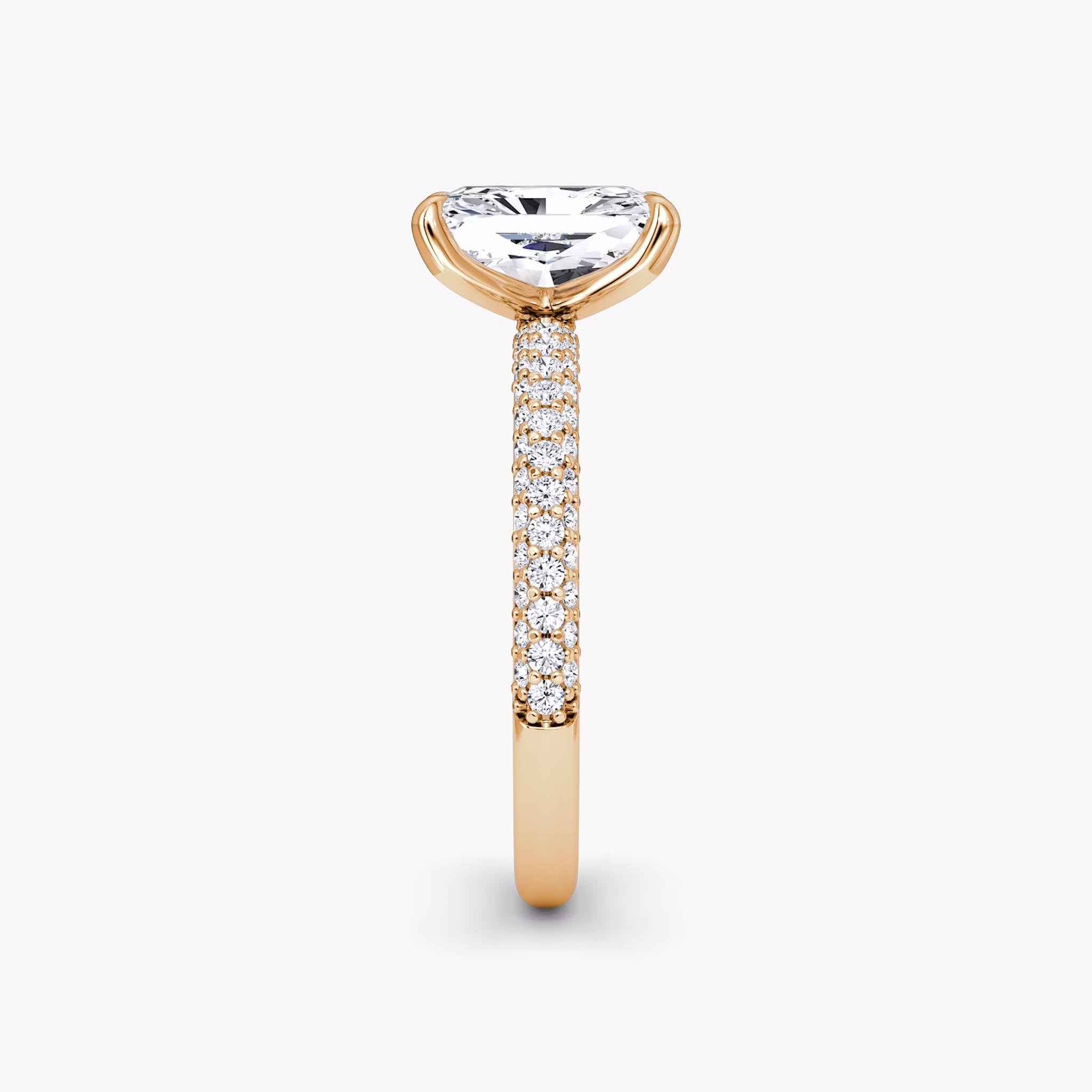 Pavé Dome | Radiant | 14k | Roségold | bandAccent: Mit Pavé-Besatz | diamondOrientation: vertical | caratWeight: other