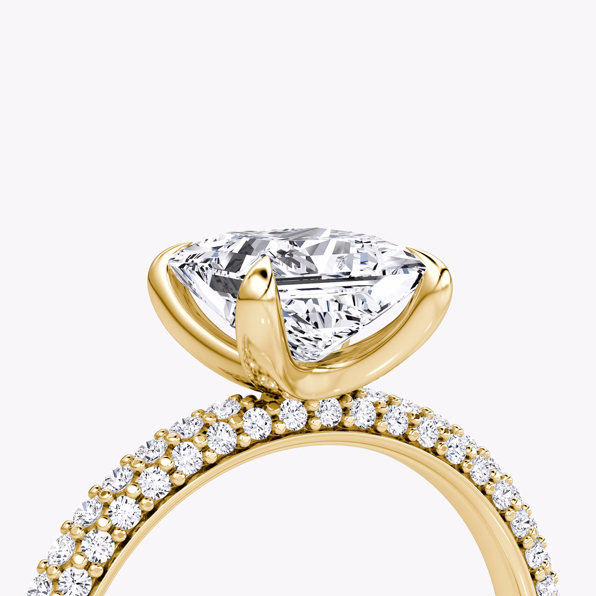 The Pavé Dome | Princess | 18k | Yellow Gold | bandAccent: Pavé | diamondOrientation: vertical | caratWeight: other