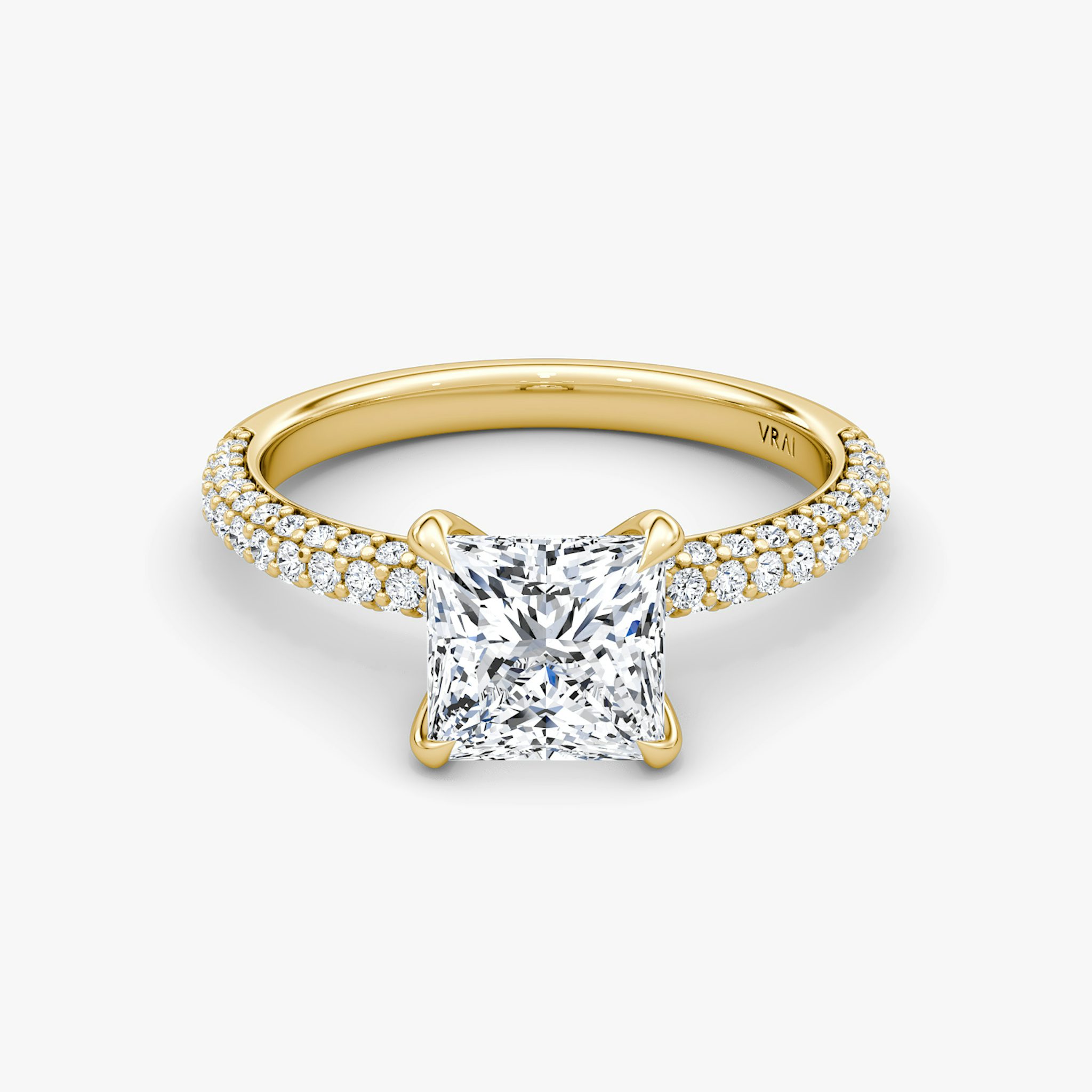 The Pavé Dome | Princess | 18k | Yellow Gold | bandAccent: Pavé | diamondOrientation: vertical | caratWeight: other