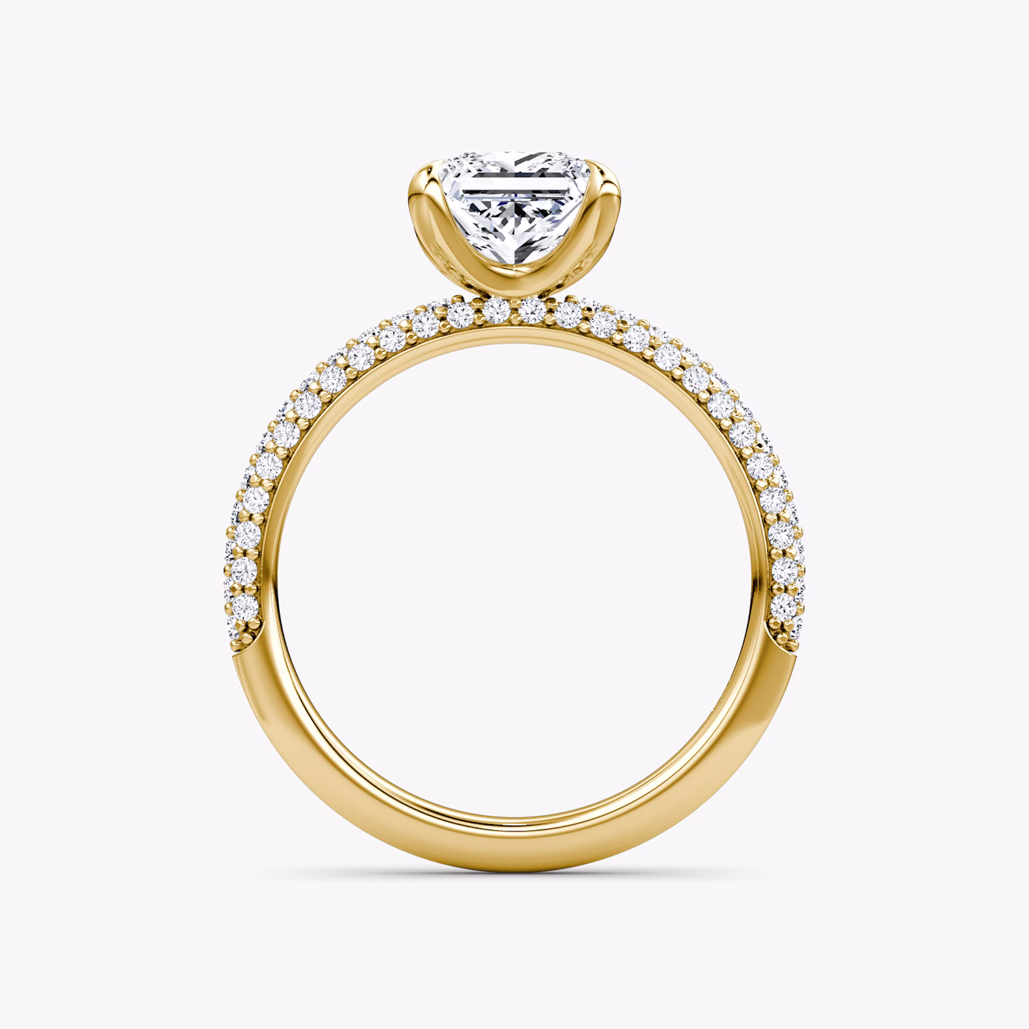 The Pavé Dome | Princess | 18k | Yellow Gold | bandAccent: Pavé | diamondOrientation: vertical | caratWeight: other