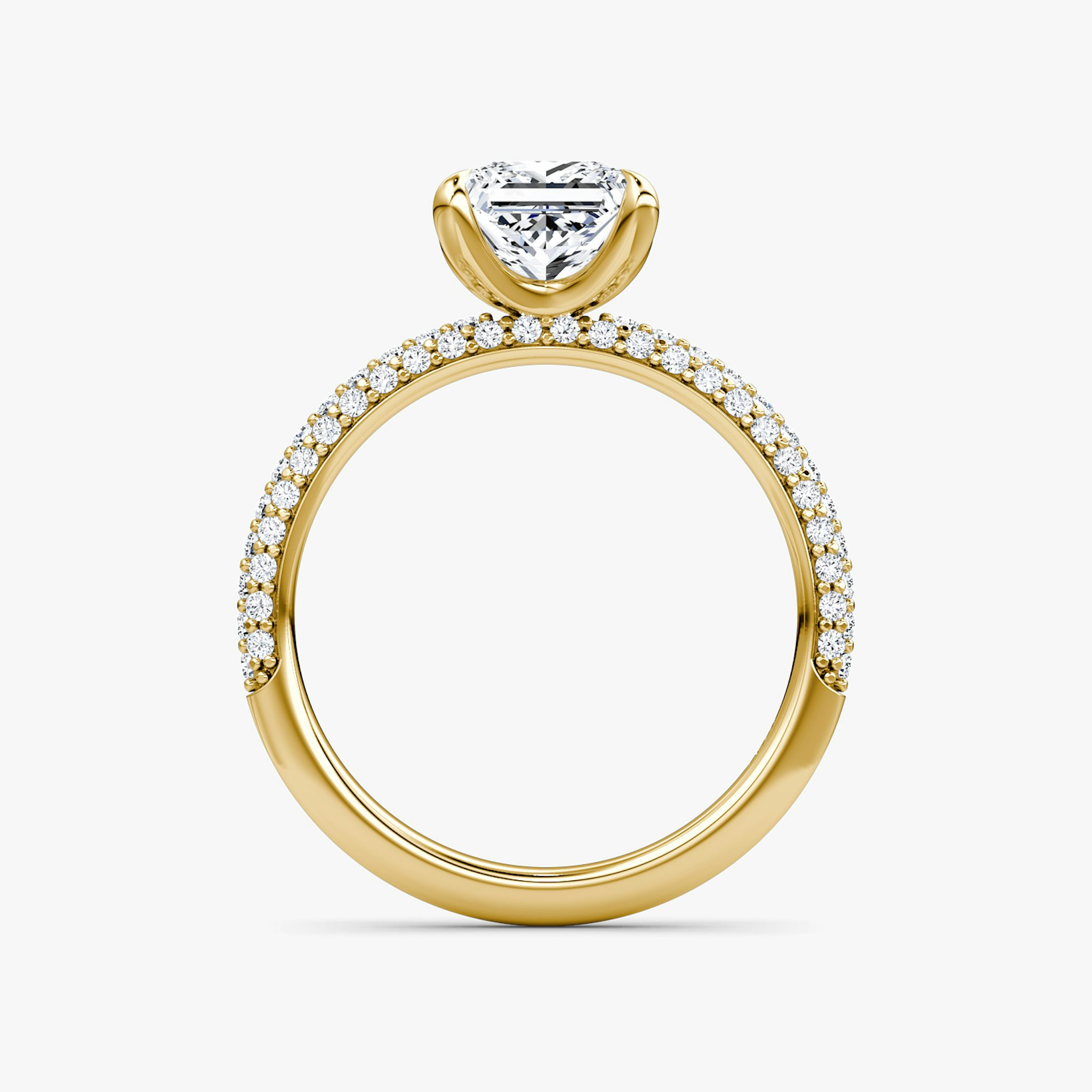 The Pavé Dome | Princess | 18k | Yellow Gold | bandAccent: Pavé | diamondOrientation: vertical | caratWeight: other