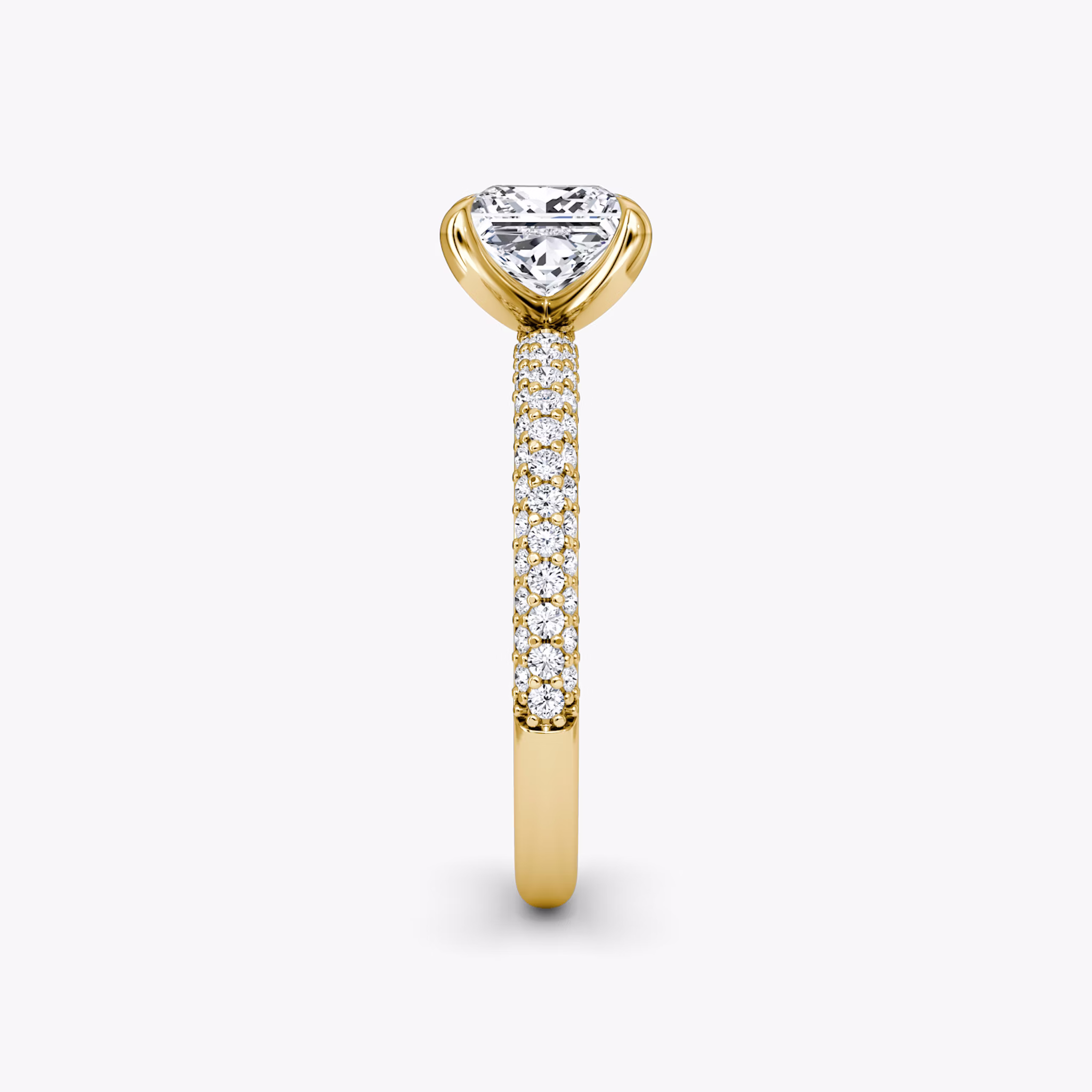 The Pavé Dome | Princess | 18k | Yellow Gold | bandAccent: Pavé | diamondOrientation: vertical | caratWeight: other