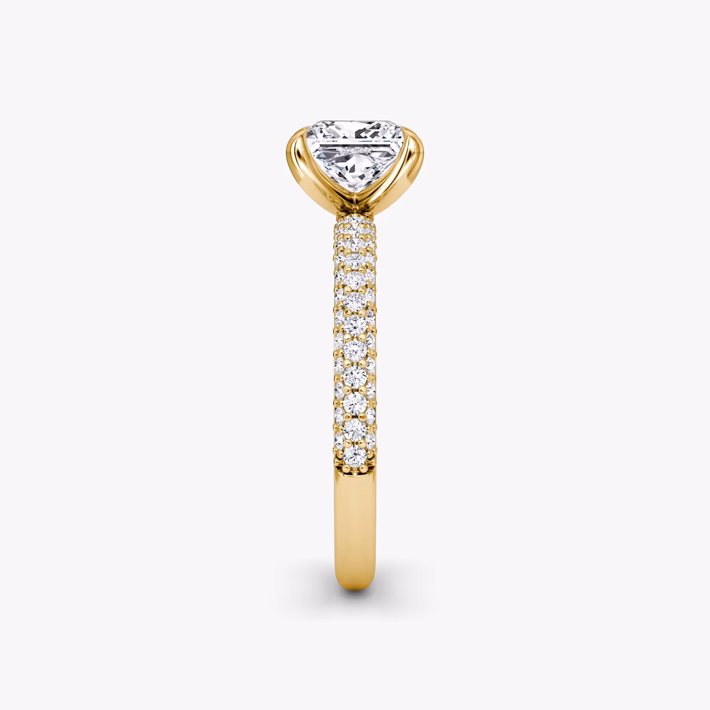 The Pavé Dome | Princess | 18k | Yellow Gold | bandAccent: Pavé | diamondOrientation: vertical | caratWeight: other
