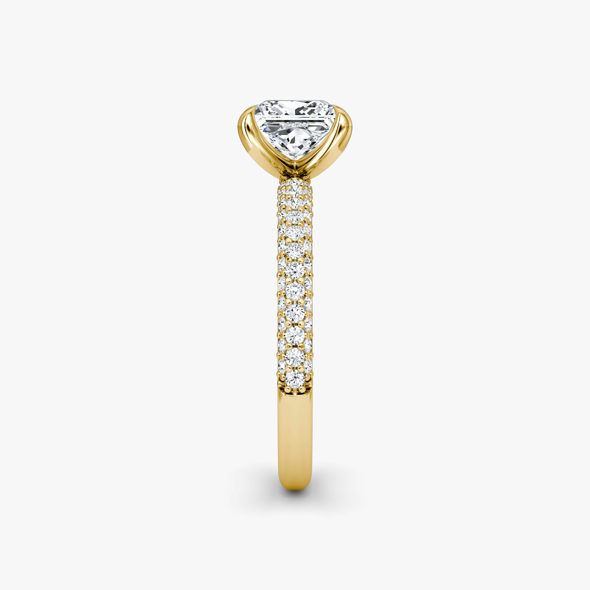 The Pavé Dome | Princess | 18k | Yellow Gold | bandAccent: Pavé | diamondOrientation: vertical | caratWeight: other