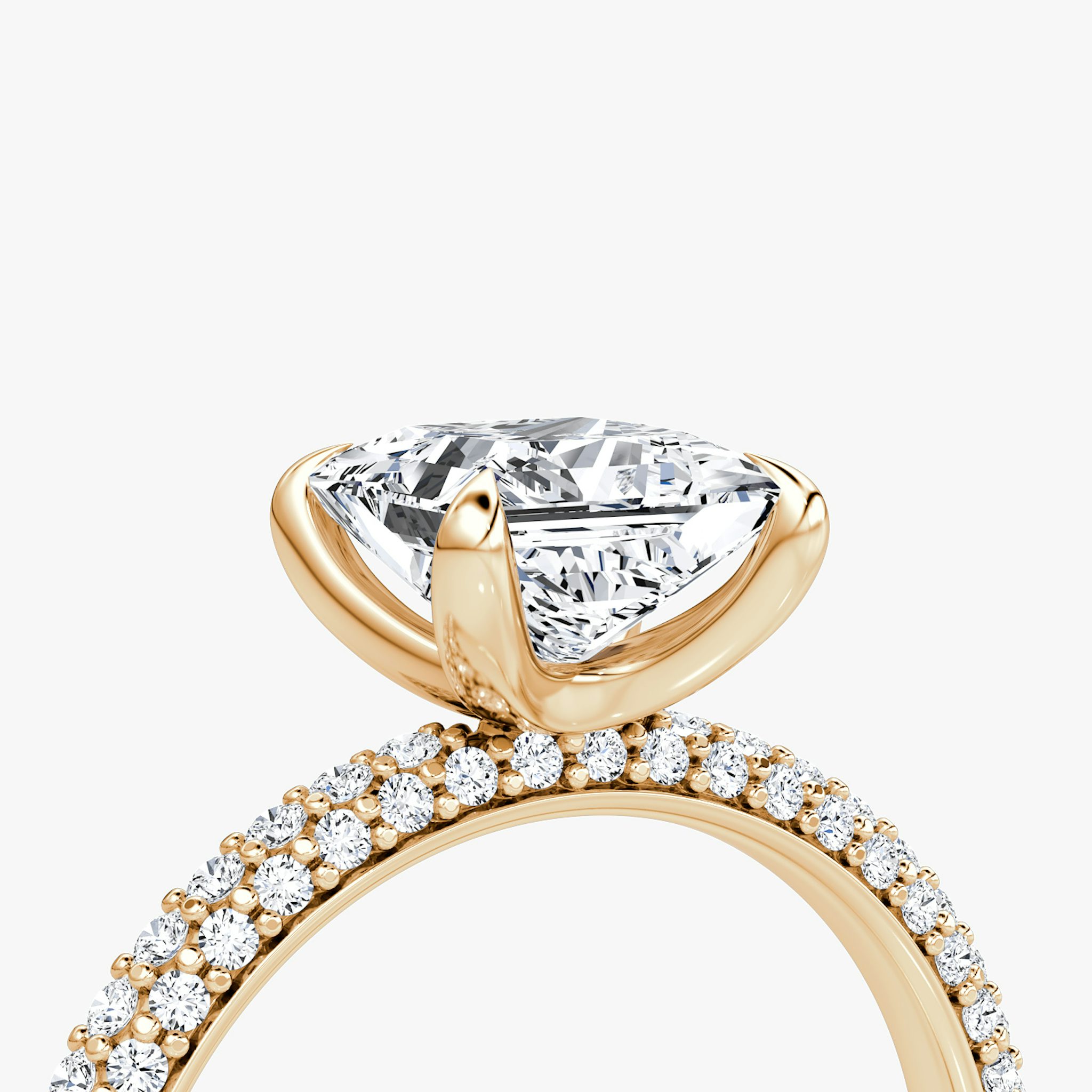 The Pavé Dome | Princess | 14k | Rose Gold | bandAccent: Pavé | diamondOrientation: vertical | caratWeight: other