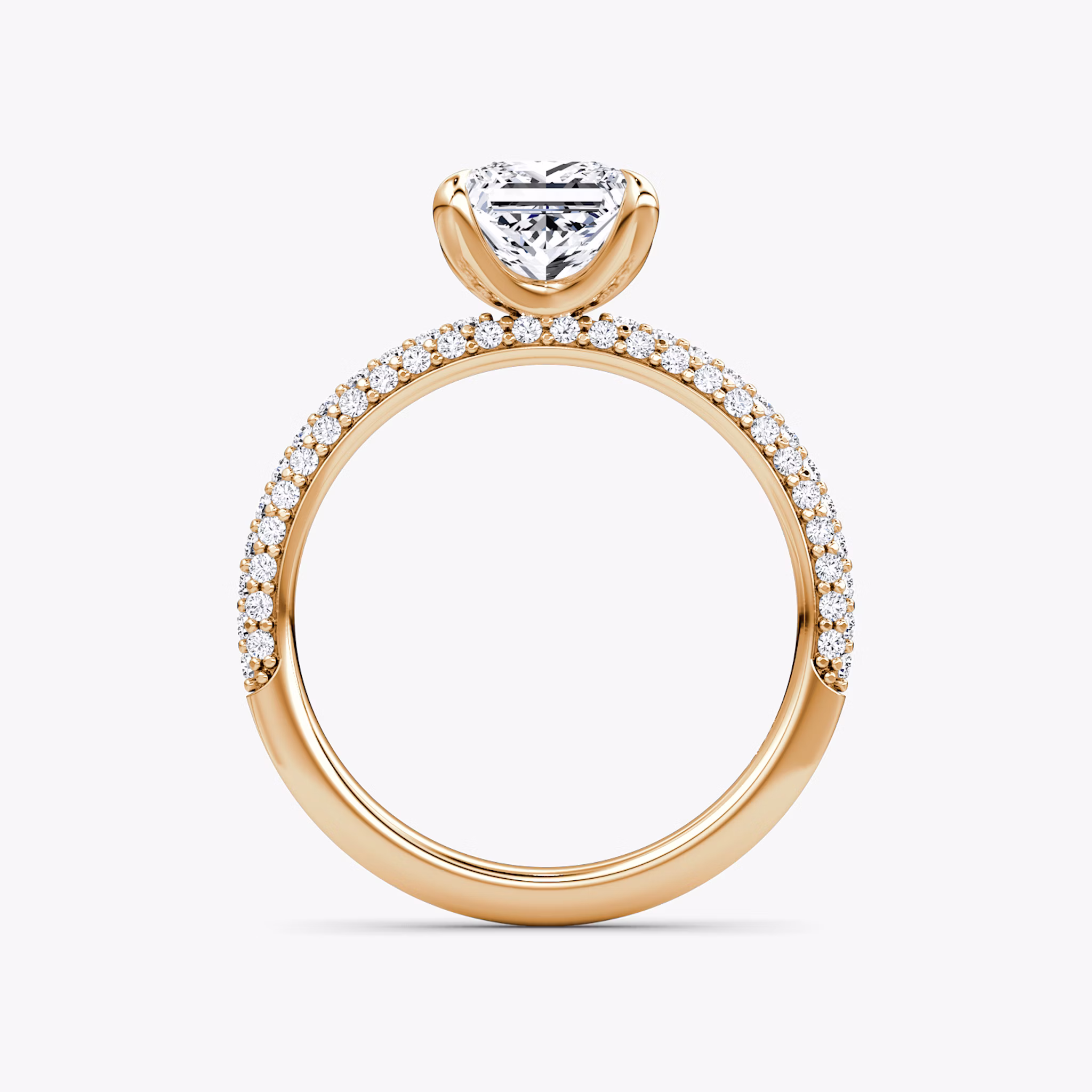 The Pavé Dome | Princess | 14k | Rose Gold | bandAccent: Pavé | diamondOrientation: vertical | caratWeight: other