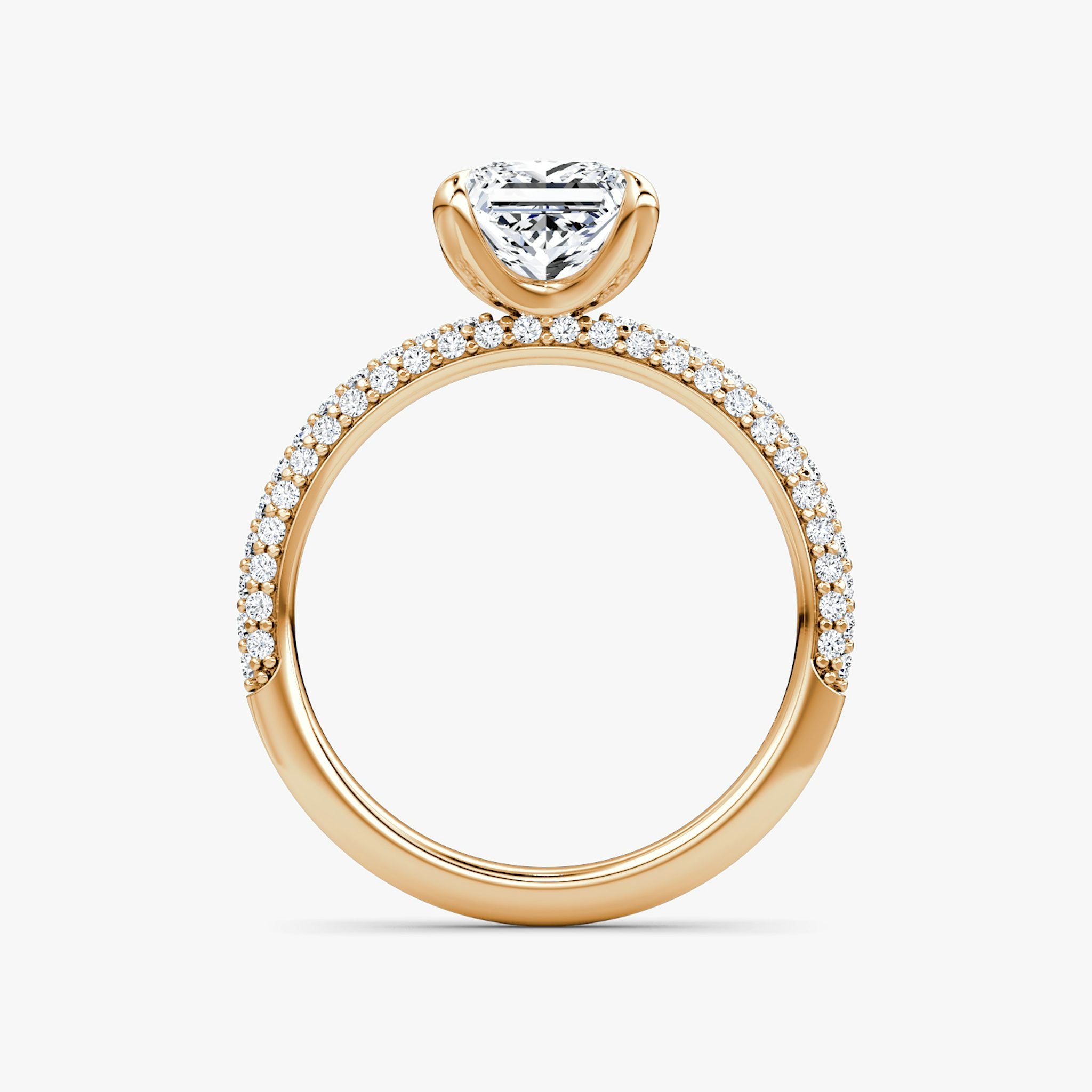 The Pavé Dome | Princess | 14k | Rose Gold | bandAccent: Pavé | diamondOrientation: vertical | caratWeight: other