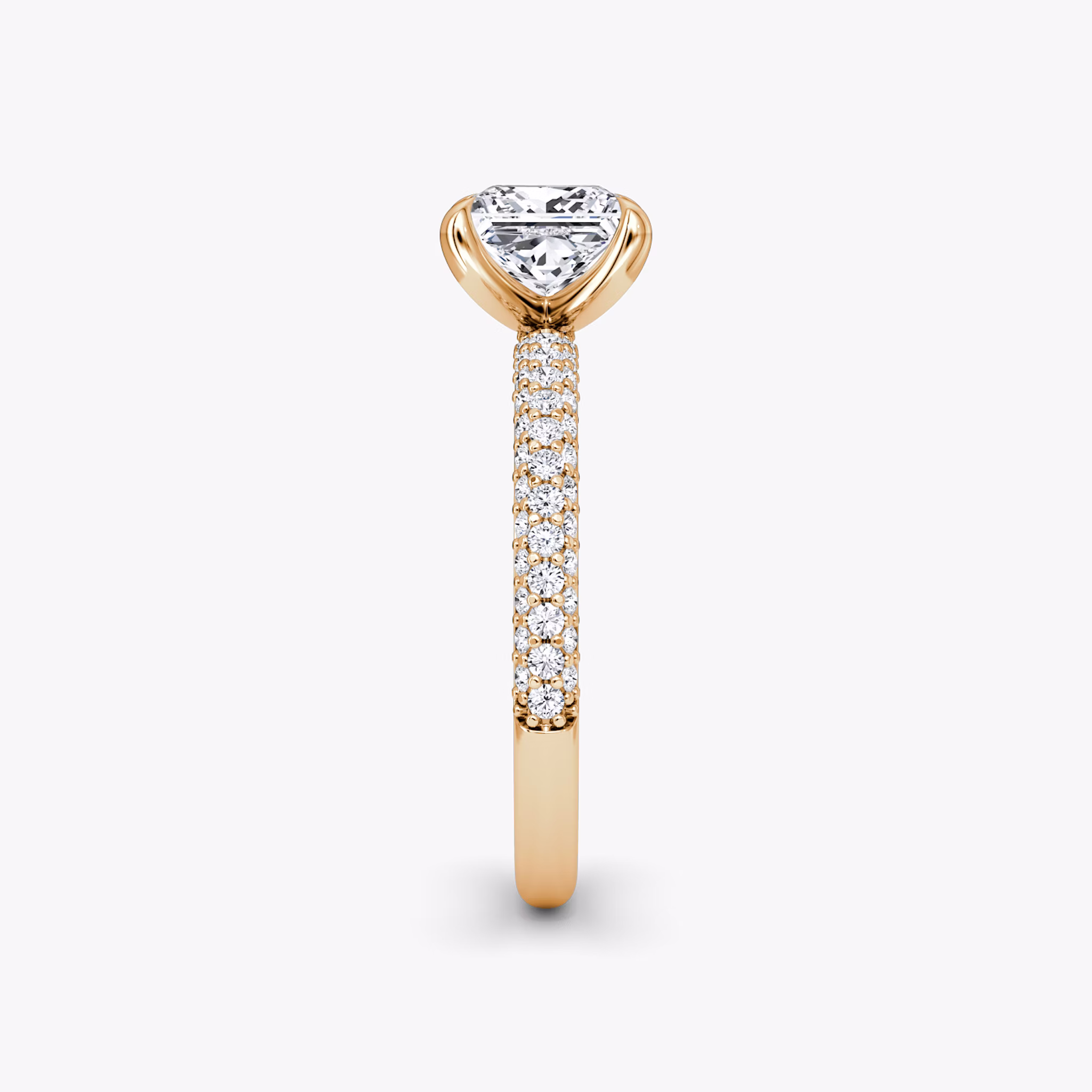 The Pavé Dome | Princess | 14k | Rose Gold | bandAccent: Pavé | diamondOrientation: vertical | caratWeight: other