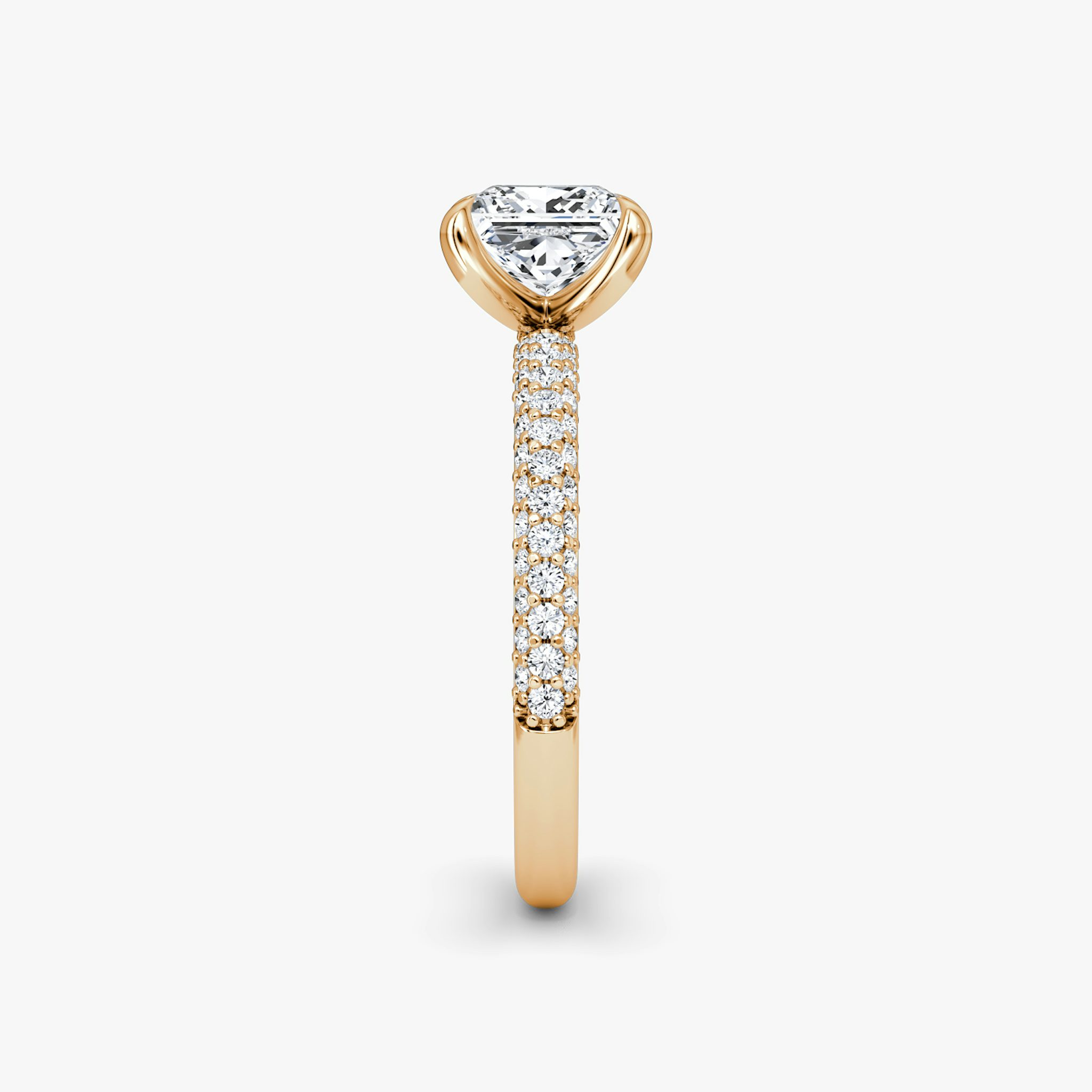 The Pavé Dome | Princess | 14k | Rose Gold | bandAccent: Pavé | diamondOrientation: vertical | caratWeight: other