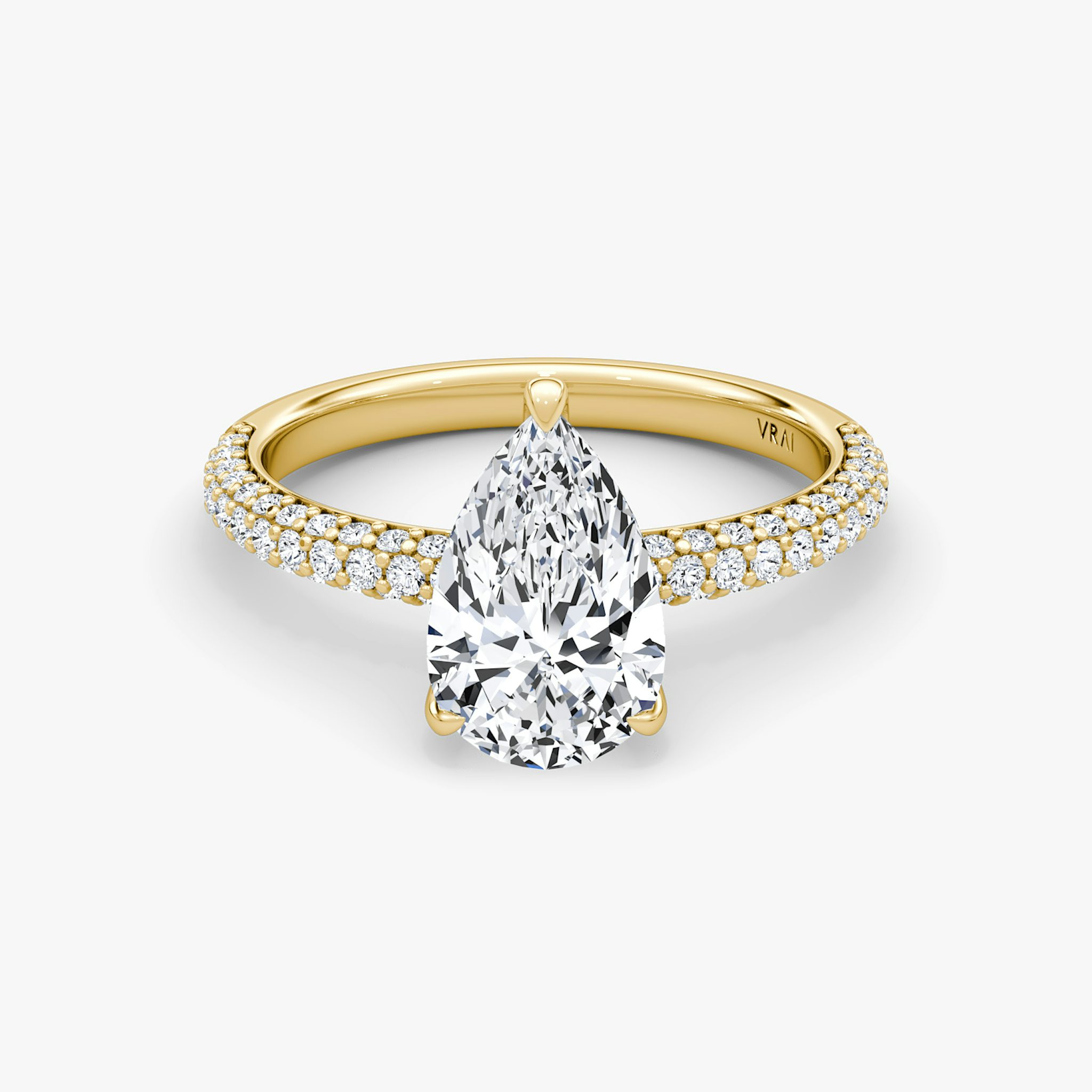 The Pavé Dome | Pear | 18k | Yellow Gold | bandAccent: Pavé | diamondOrientation: vertical | caratWeight: other