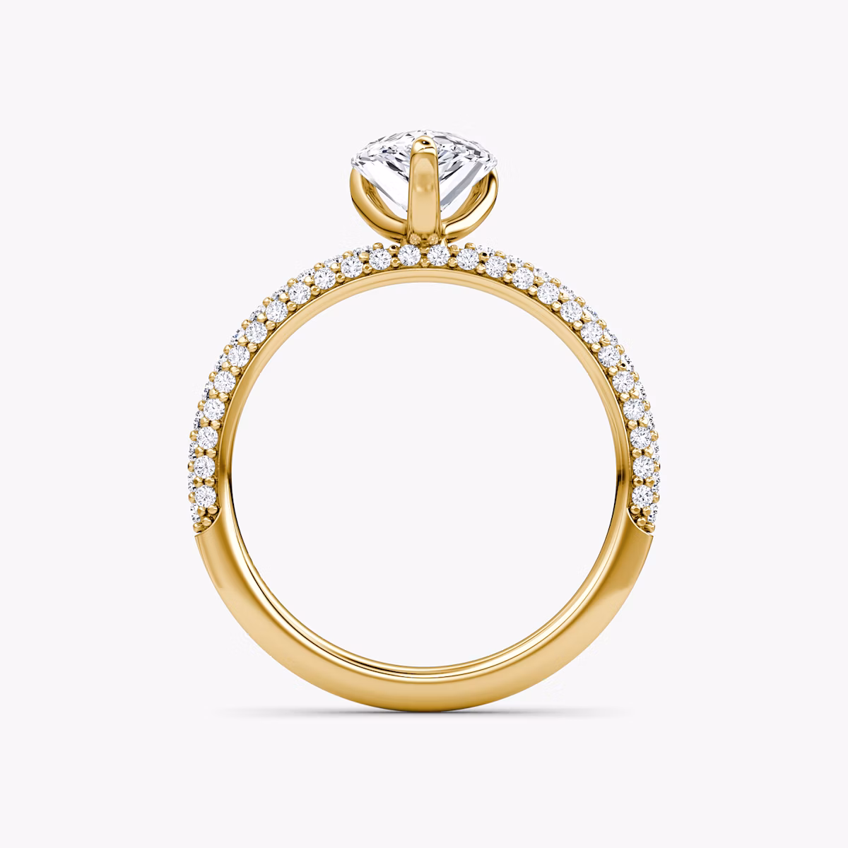 Anillo de compromiso Pavé Dome | Pera | 18k | Oro amarillo | bandAccent: Pavé | diamondOrientation: vertical | caratWeight: other