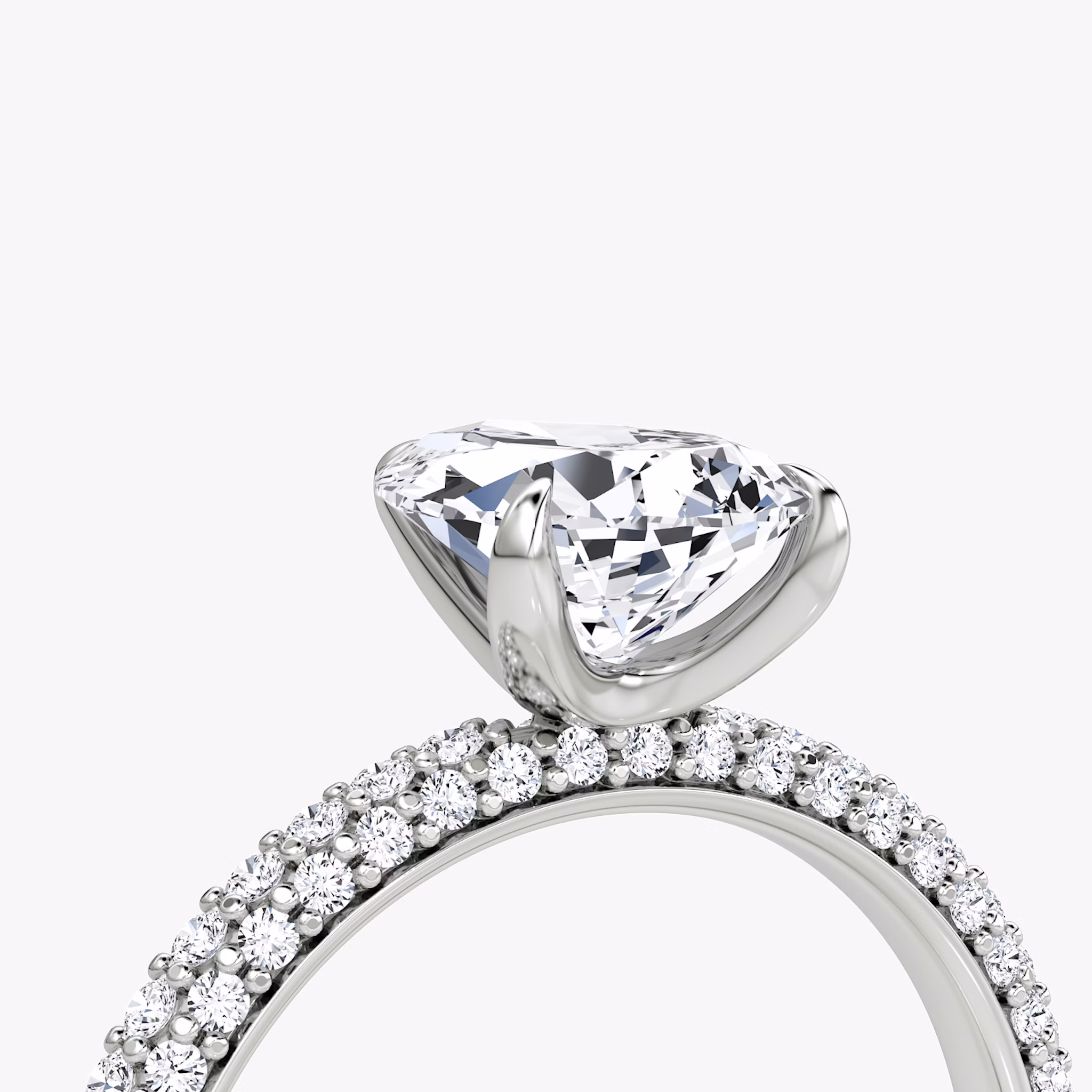 The Pavé Dome | Pear | 18k | White Gold | bandAccent: Pavé | diamondOrientation: vertical | caratWeight: other