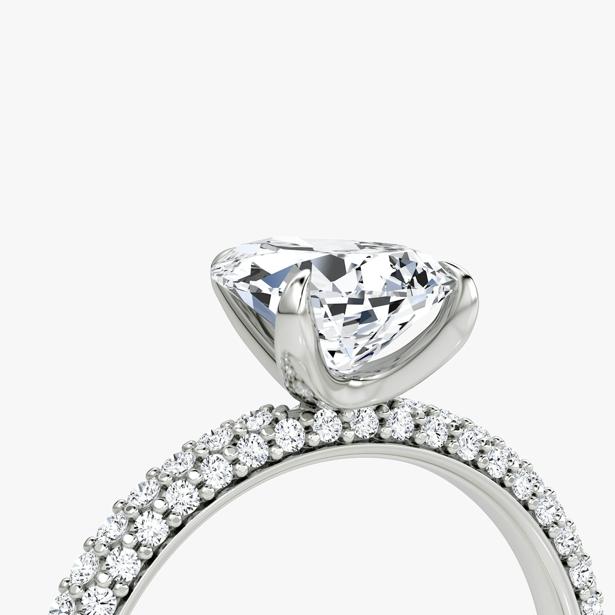 The Pavé Dome | Pear | 18k | White Gold | bandAccent: Pavé | diamondOrientation: vertical | caratWeight: other