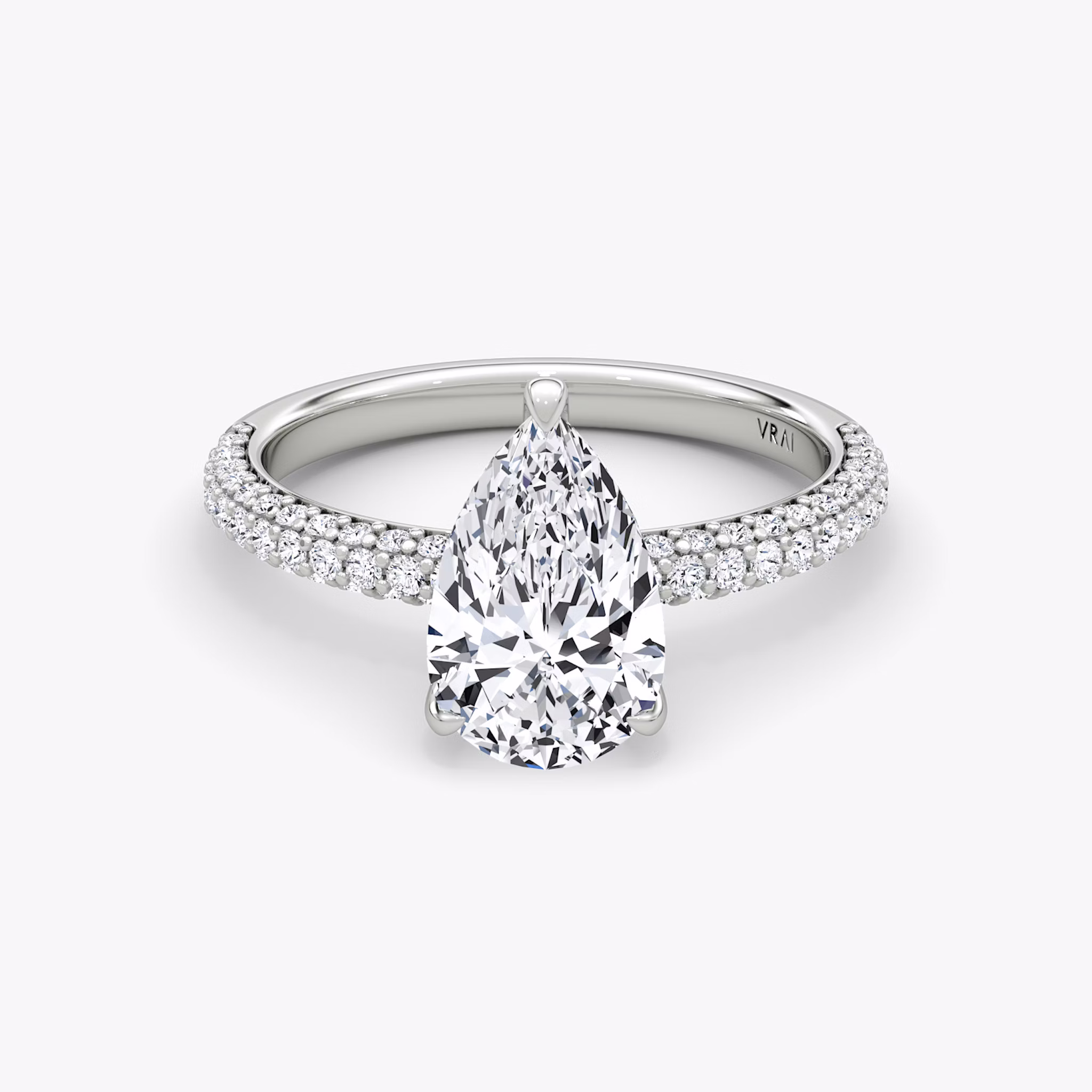 The Pavé Dome | Pear | 18k | White Gold | bandAccent: Pavé | diamondOrientation: vertical | caratWeight: other