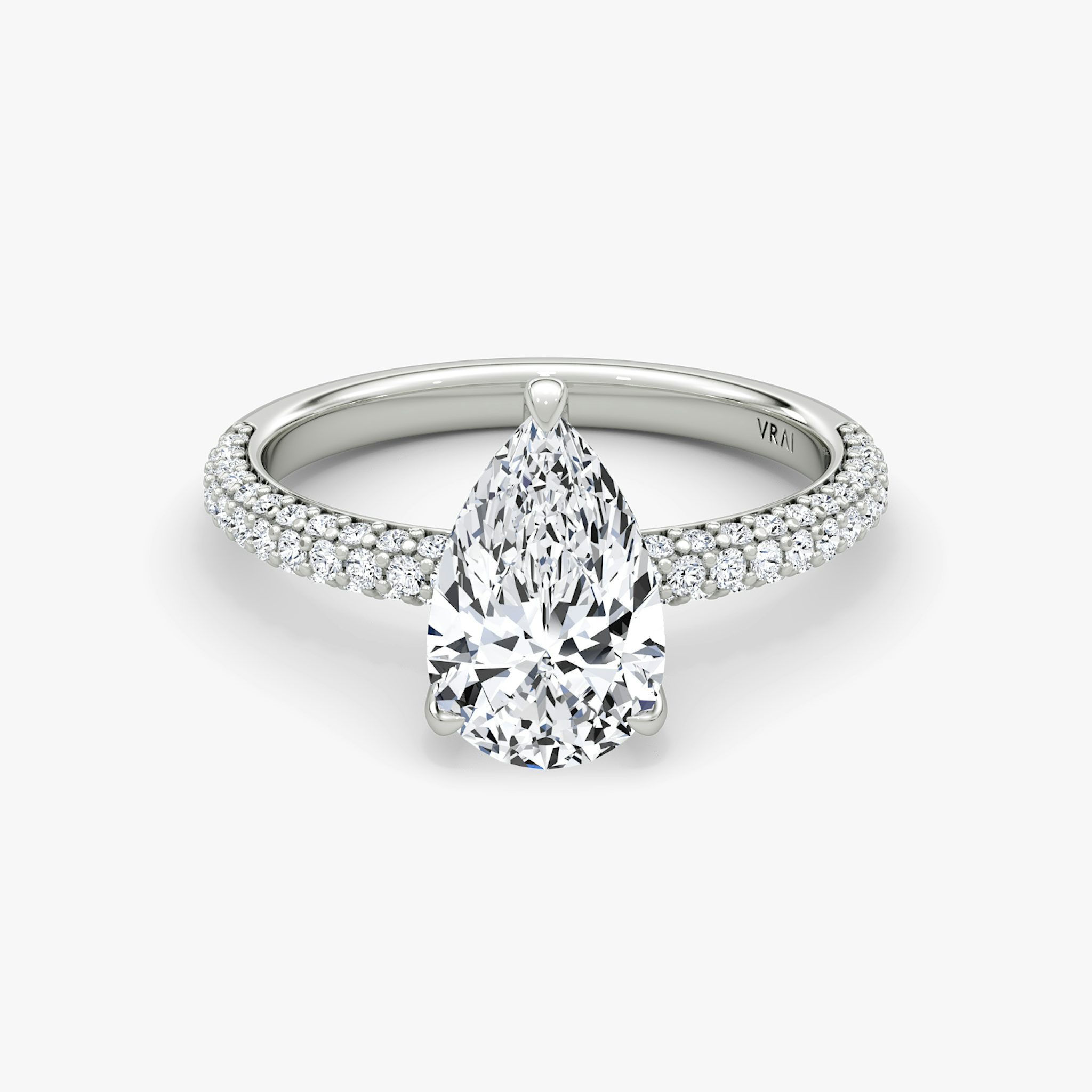 The Pavé Dome | Pear | 18k | White Gold | bandAccent: Pavé | diamondOrientation: vertical | caratWeight: other
