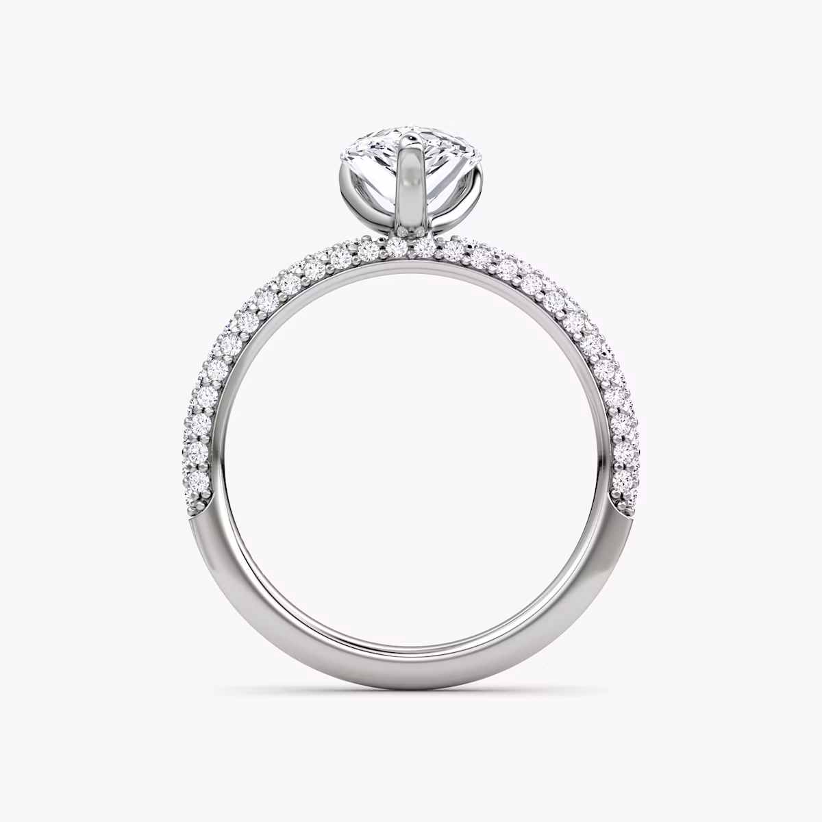 The Pavé Dome | Pear | 18k | White Gold | bandAccent: Pavé | diamondOrientation: vertical | caratWeight: other