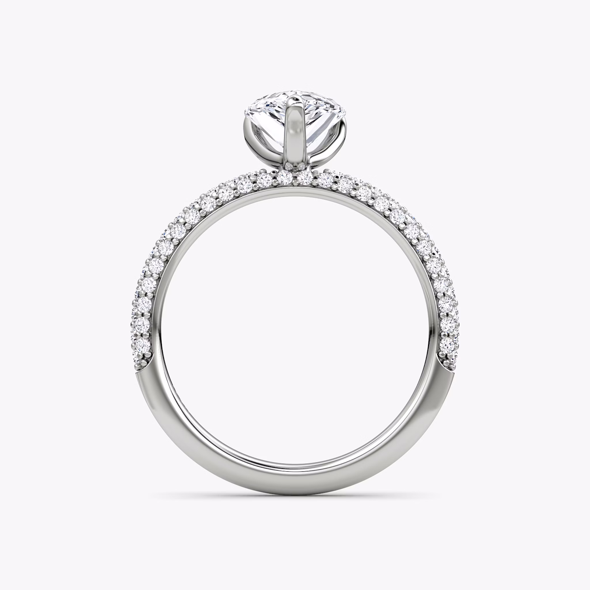 The Pavé Dome | Pear | 18k | White Gold | bandAccent: Pavé | diamondOrientation: vertical | caratWeight: other