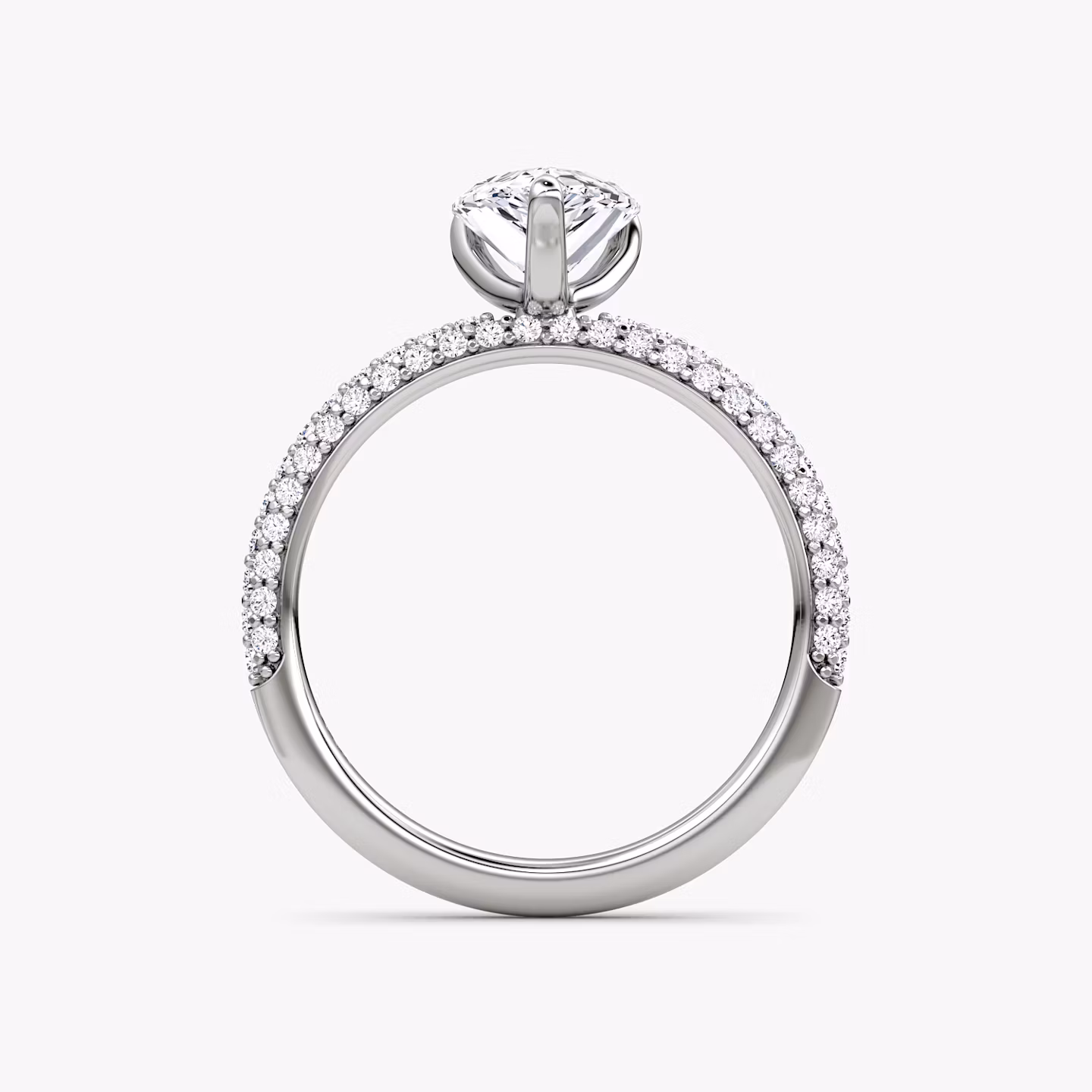 The Pavé Dome | Pear | 18k | White Gold | bandAccent: Pavé | diamondOrientation: vertical | caratWeight: other