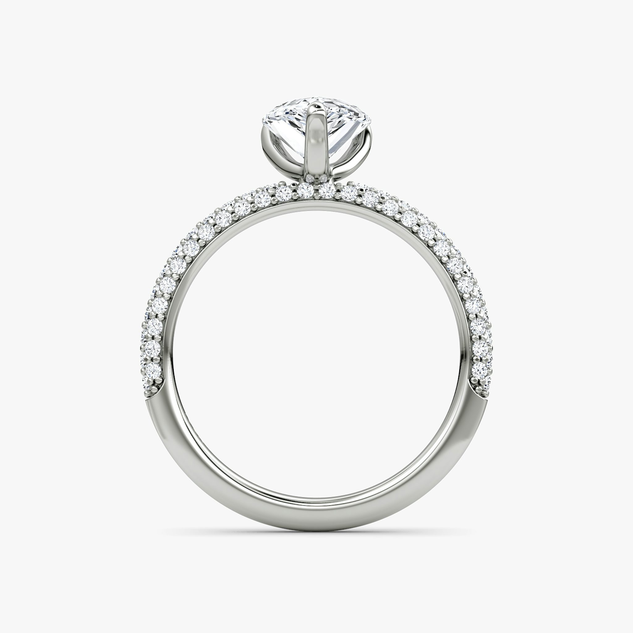 The Pavé Dome | Pear | 18k | White Gold | bandAccent: Pavé | diamondOrientation: vertical | caratWeight: other