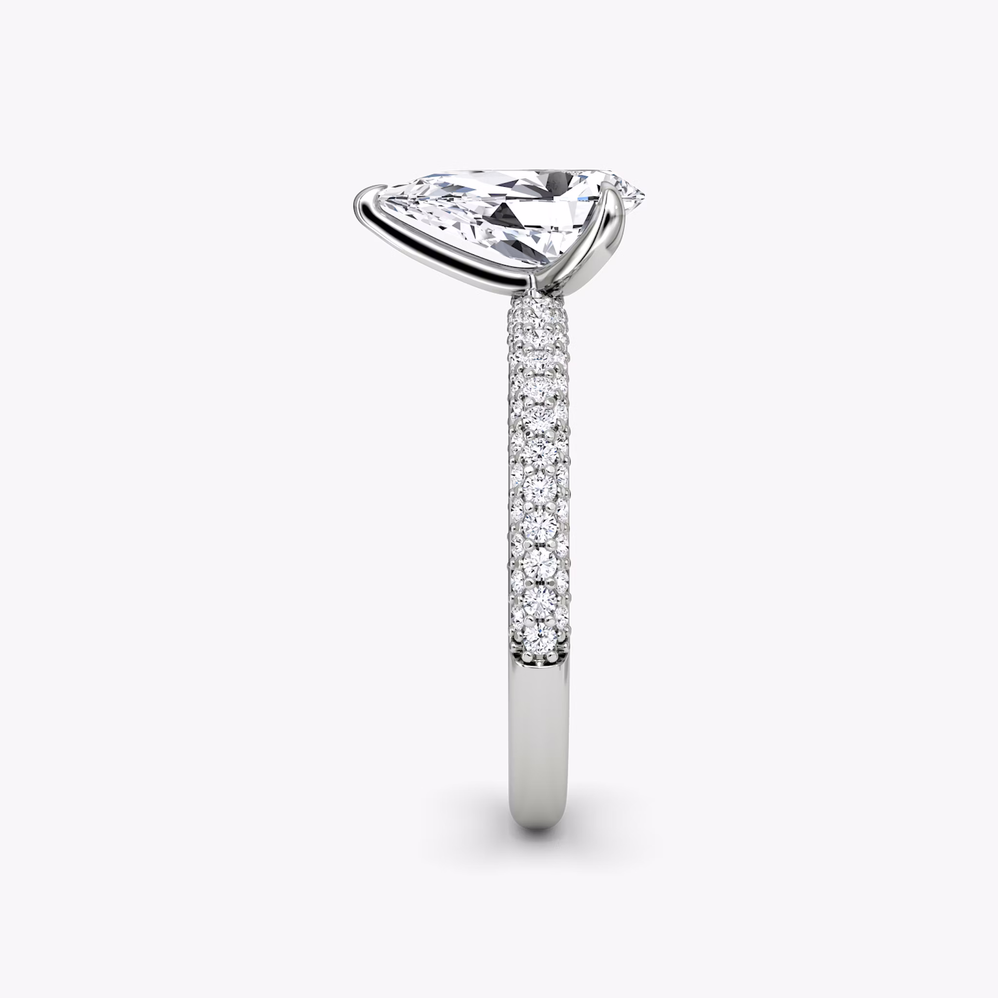 The Pavé Dome | Pear | 18k | White Gold | bandAccent: Pavé | diamondOrientation: vertical | caratWeight: other