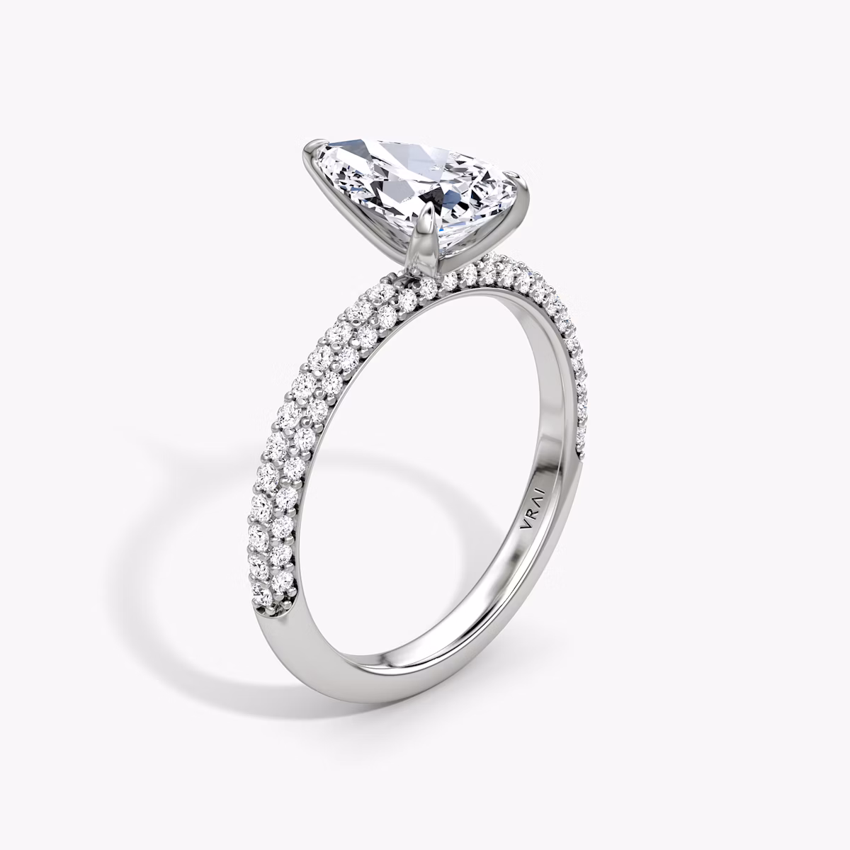 The Pavé Dome | Pear | 18k | White Gold | bandAccent: Pavé | diamondOrientation: vertical | caratWeight: other