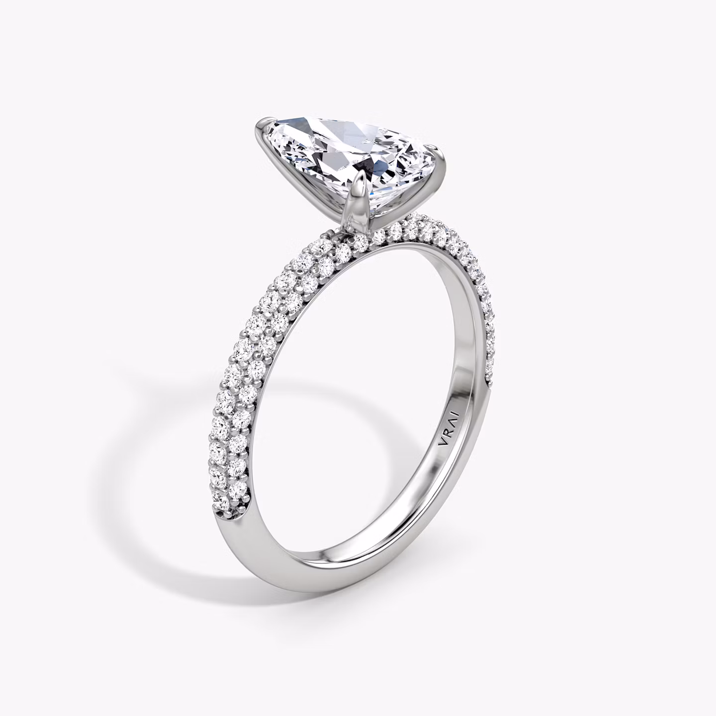 The Pavé Dome | Pear | 18k | White Gold | bandAccent: Pavé | diamondOrientation: vertical | caratWeight: other