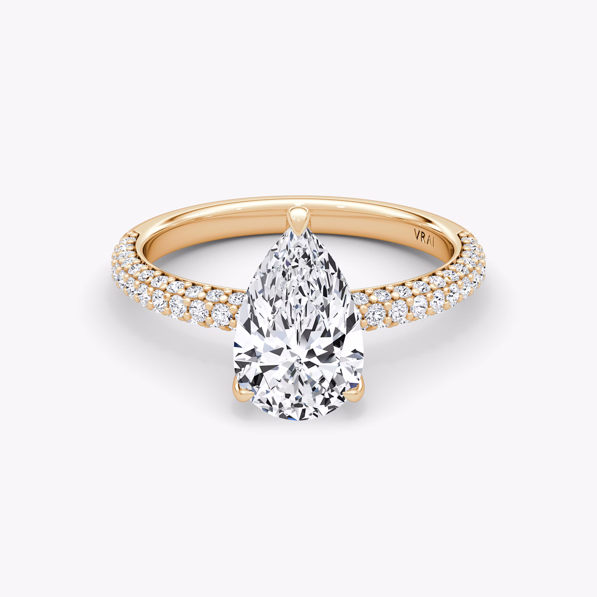 The Pavé Dome | Pear | 14k | Rose Gold | bandAccent: Pavé | diamondOrientation: vertical | caratWeight: other