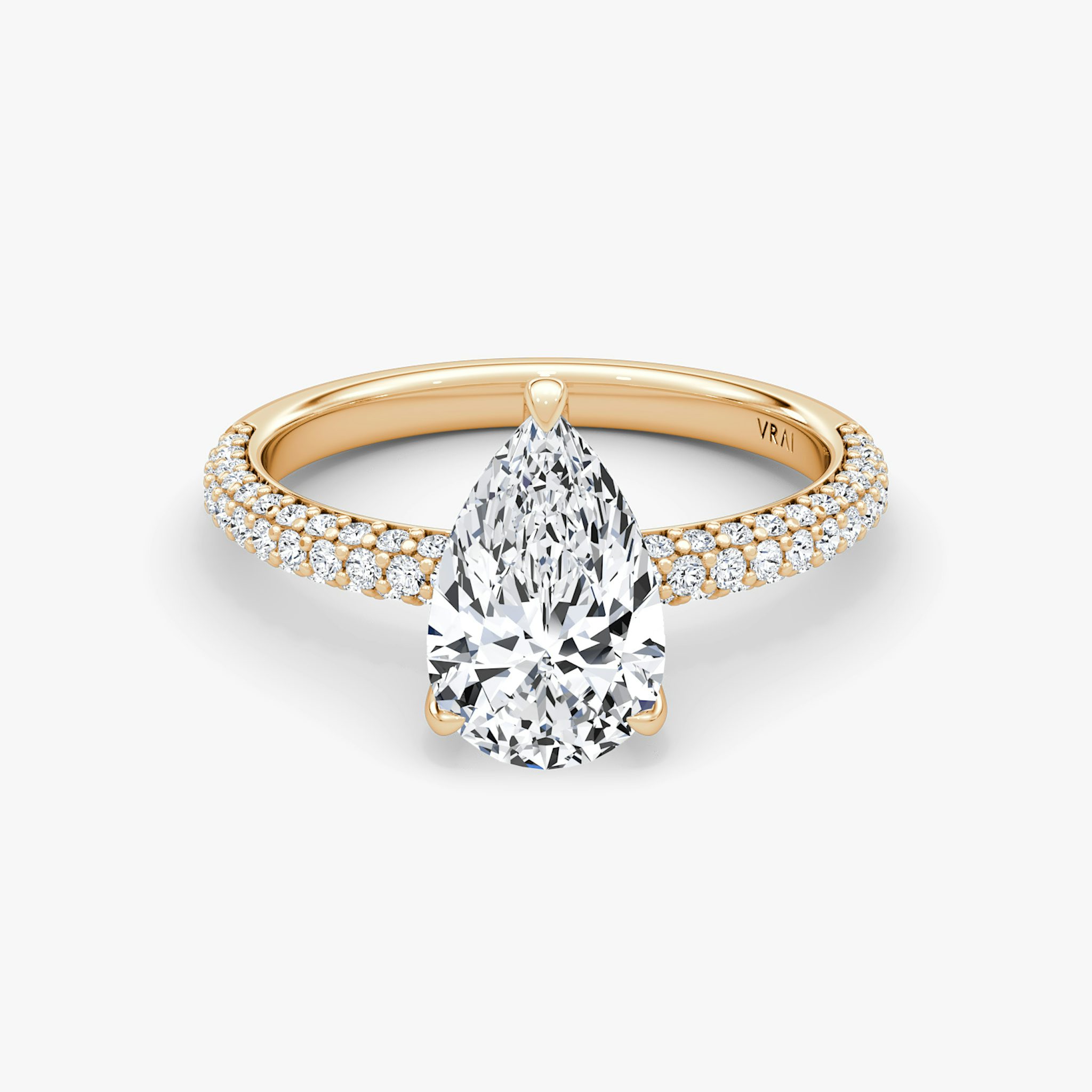 The Pavé Dome | Pear | 14k | Rose Gold | bandAccent: Pavé | diamondOrientation: vertical | caratWeight: other