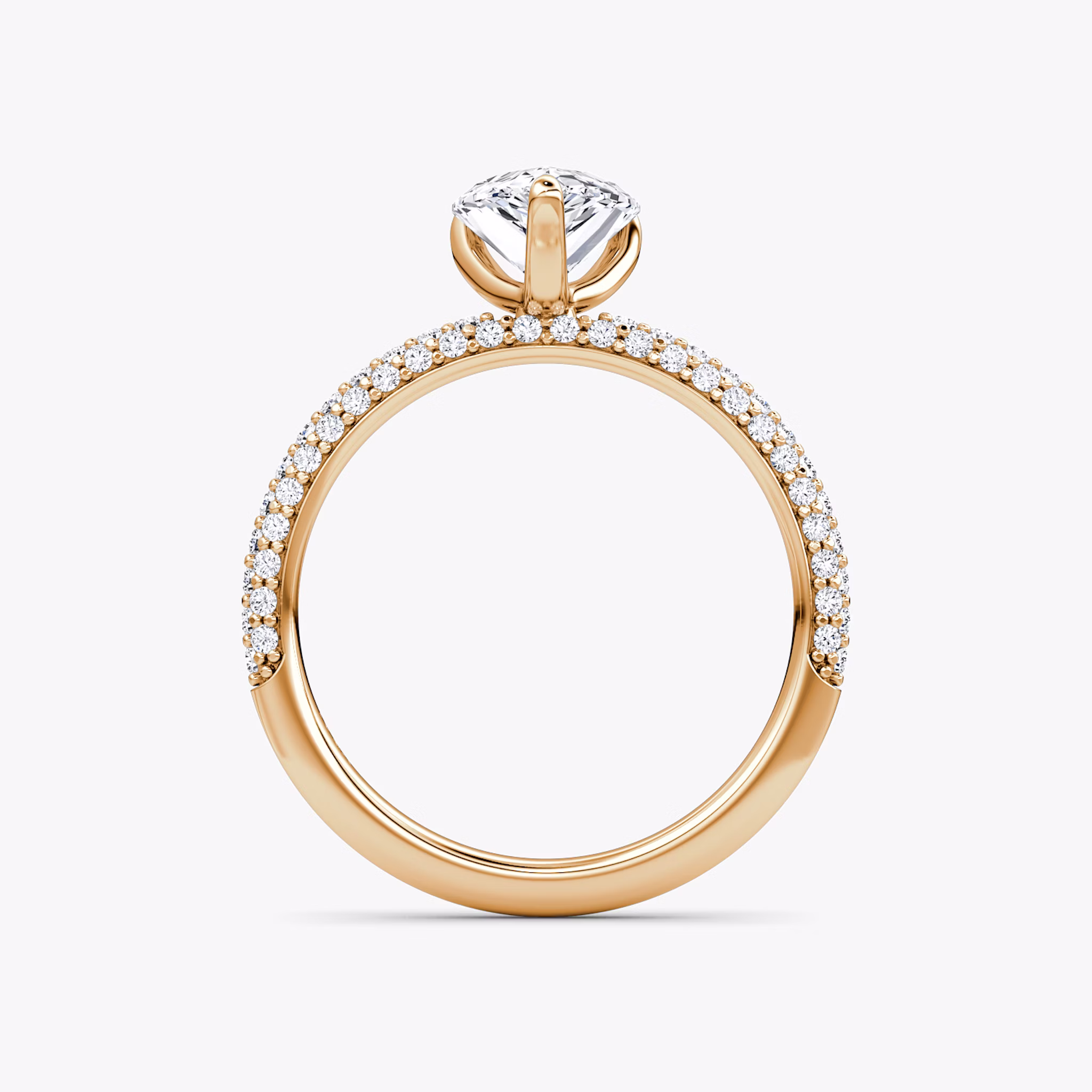 The Pavé Dome | Pear | 14k | Rose Gold | bandAccent: Pavé | diamondOrientation: vertical | caratWeight: other