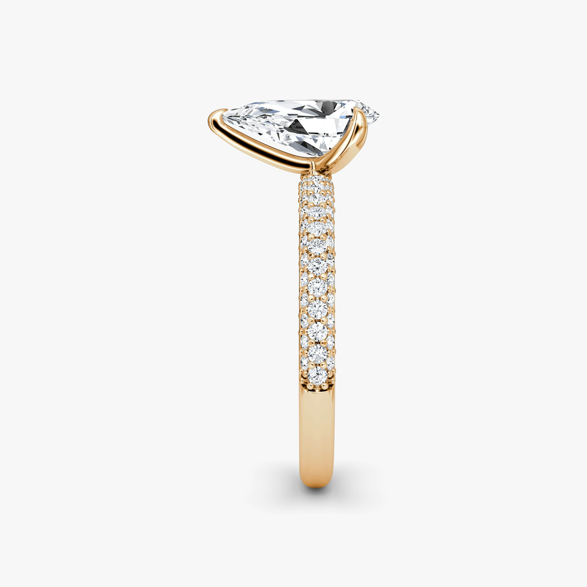 The Pavé Dome | Pear | 14k | Rose Gold | bandAccent: Pavé | diamondOrientation: vertical | caratWeight: other