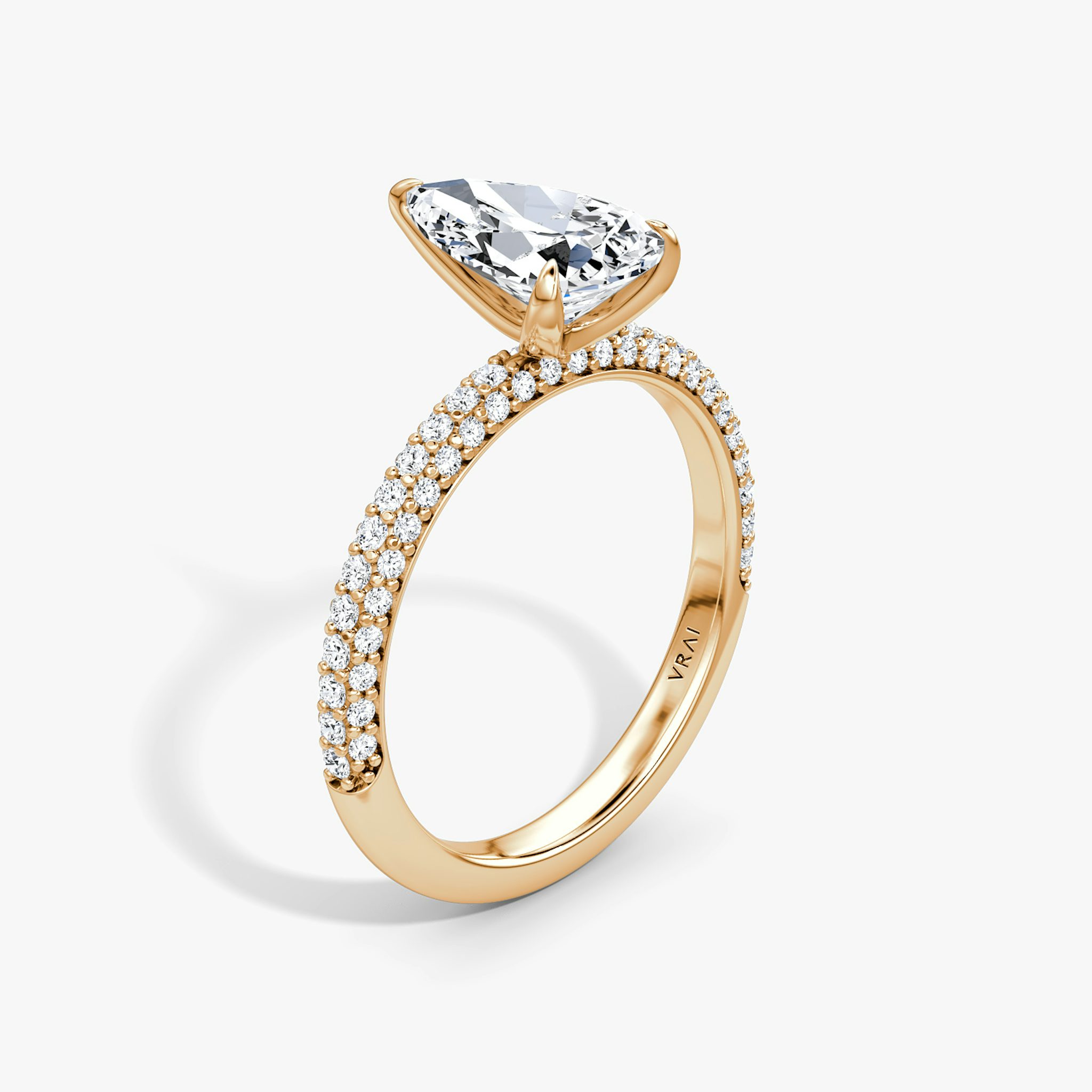 The Pavé Dome | Pear | 14k | Rose Gold | bandAccent: Pavé | diamondOrientation: vertical | caratWeight: other