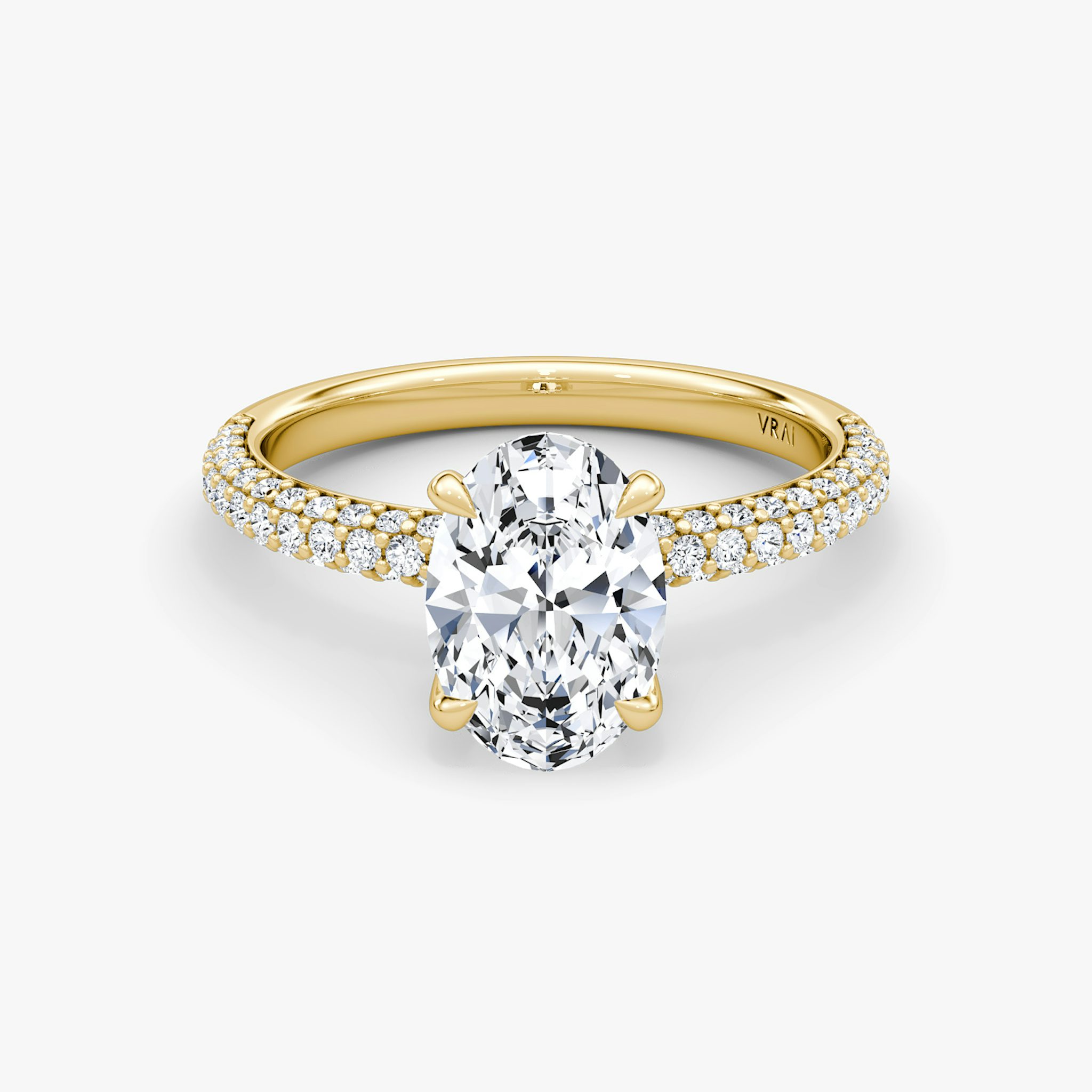 The Pavé Dome | Oval | 18k | Yellow Gold | bandAccent: Pavé | diamondOrientation: vertical | caratWeight: other