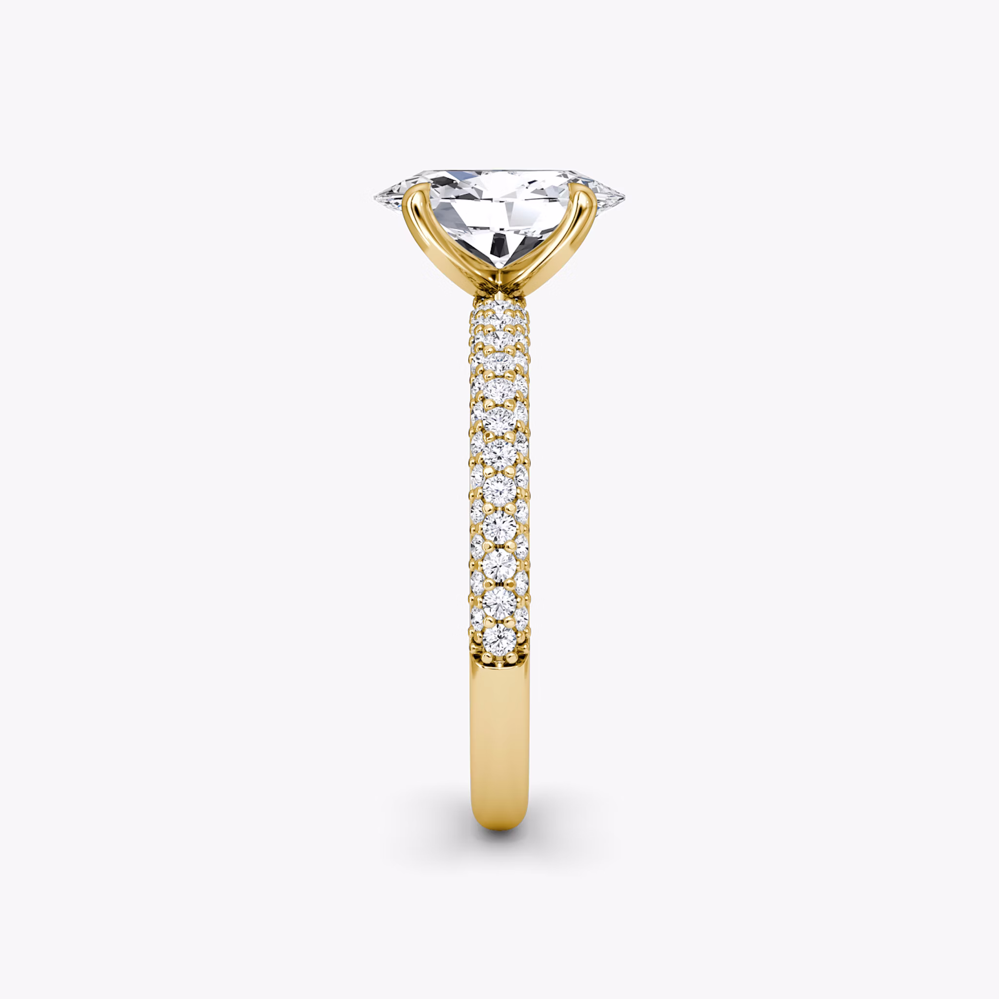 The Pavé Dome | Oval | 18k | Yellow Gold | bandAccent: Pavé | diamondOrientation: vertical | caratWeight: other