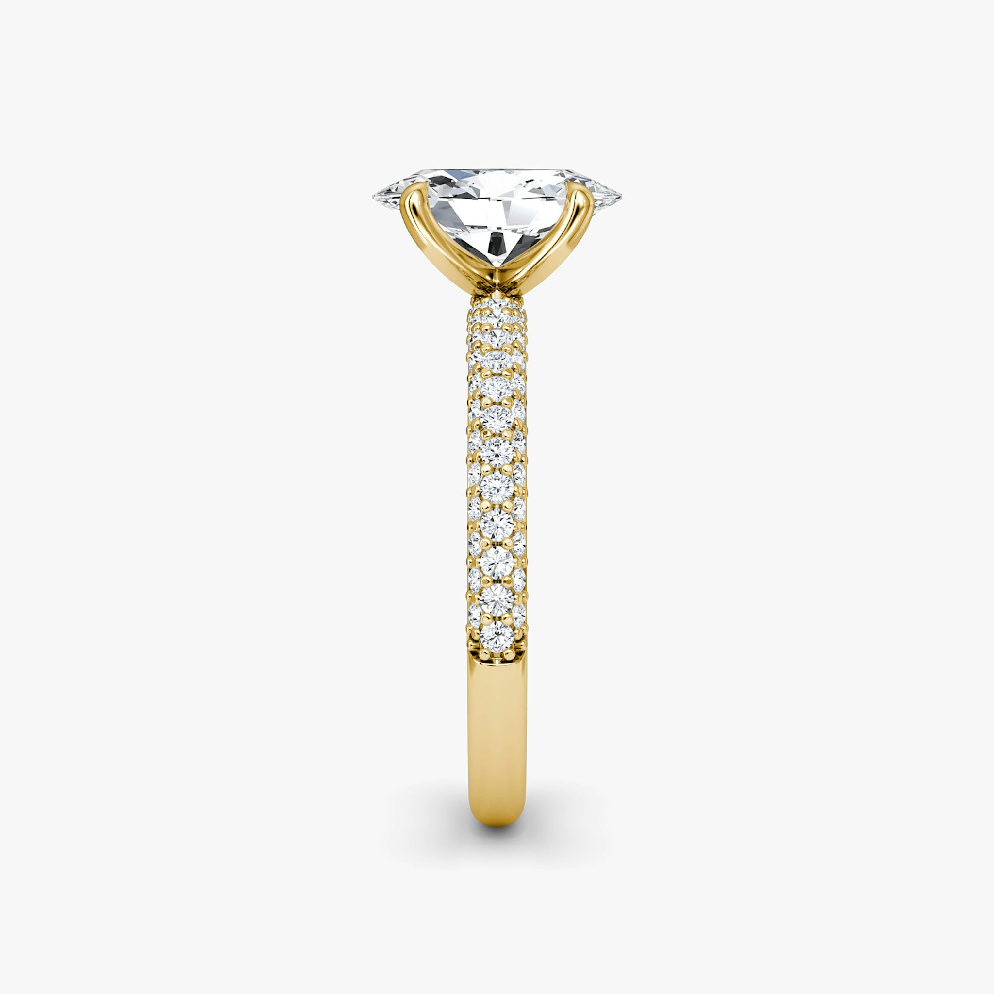 The Pavé Dome | Oval | 18k | Yellow Gold | bandAccent: Pavé | diamondOrientation: vertical | caratWeight: other