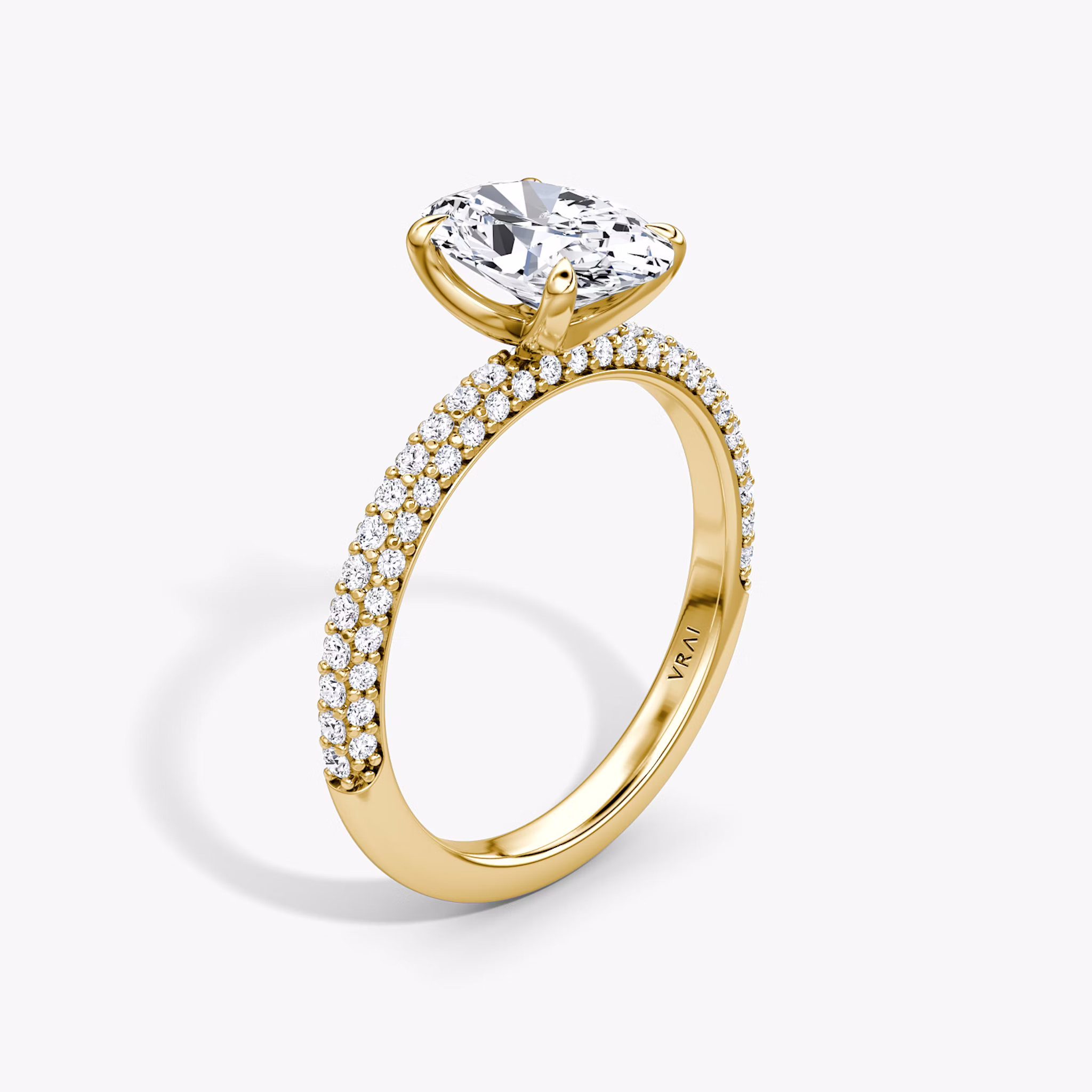 The Pavé Dome | Oval | 18k | Yellow Gold | bandAccent: Pavé | diamondOrientation: vertical | caratWeight: other
