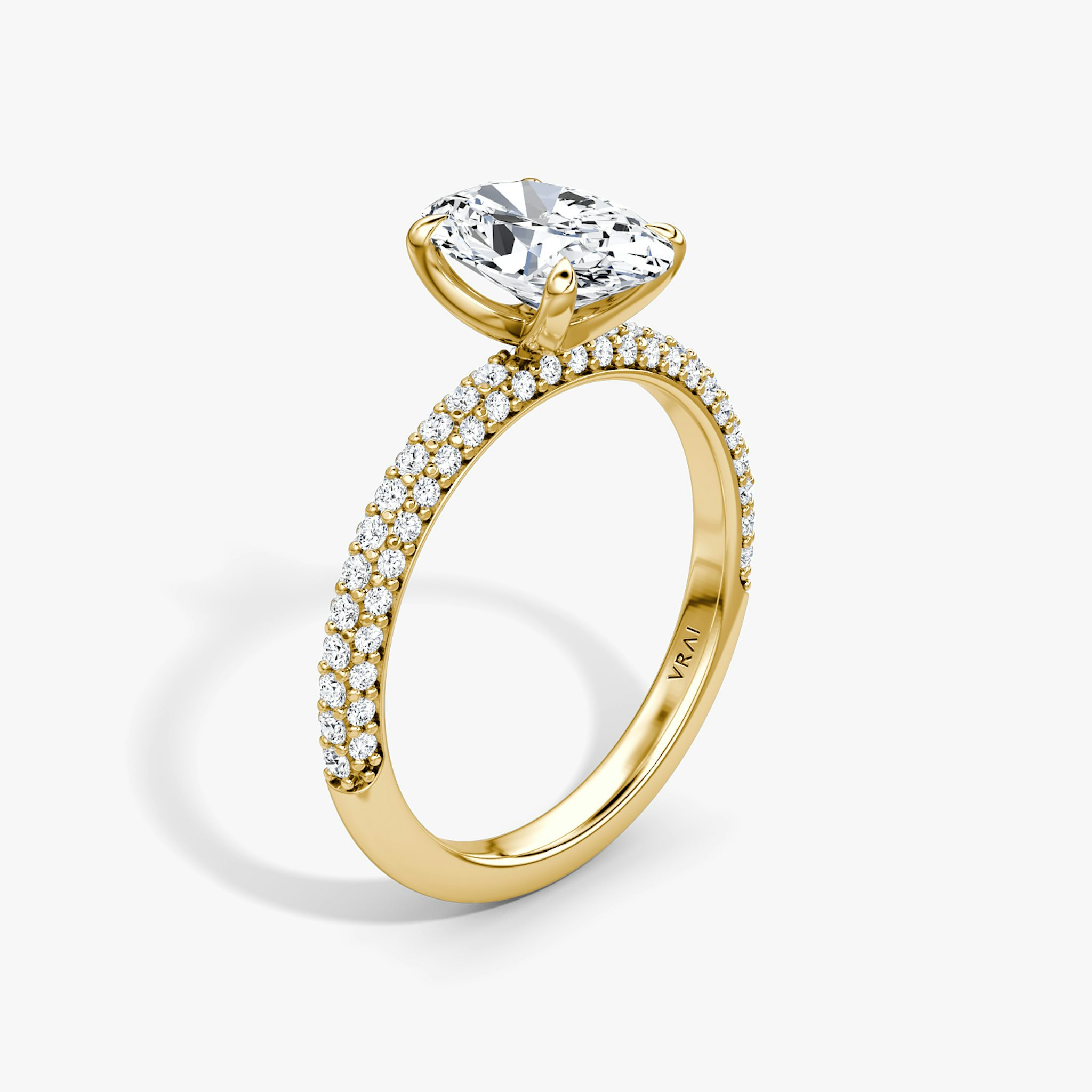 The Pavé Dome | Oval | 18k | Yellow Gold | bandAccent: Pavé | diamondOrientation: vertical | caratWeight: other