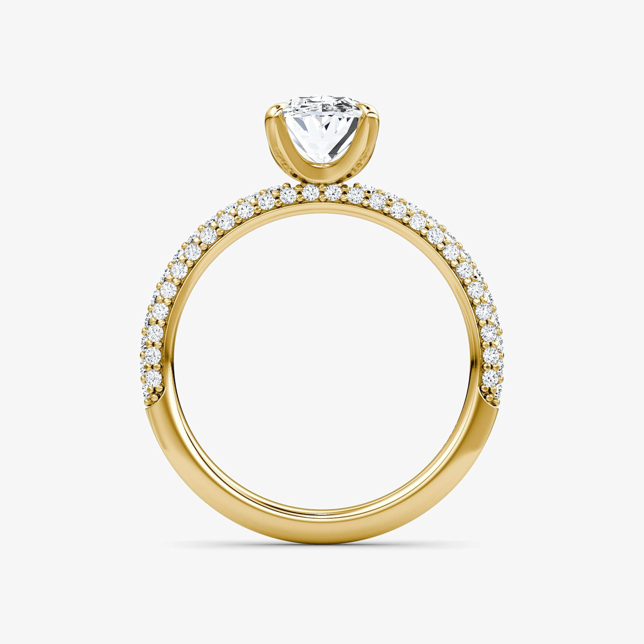 The Pavé Dome | Oval | 18k | Yellow Gold | bandAccent: Pavé | diamondOrientation: vertical | caratWeight: other
