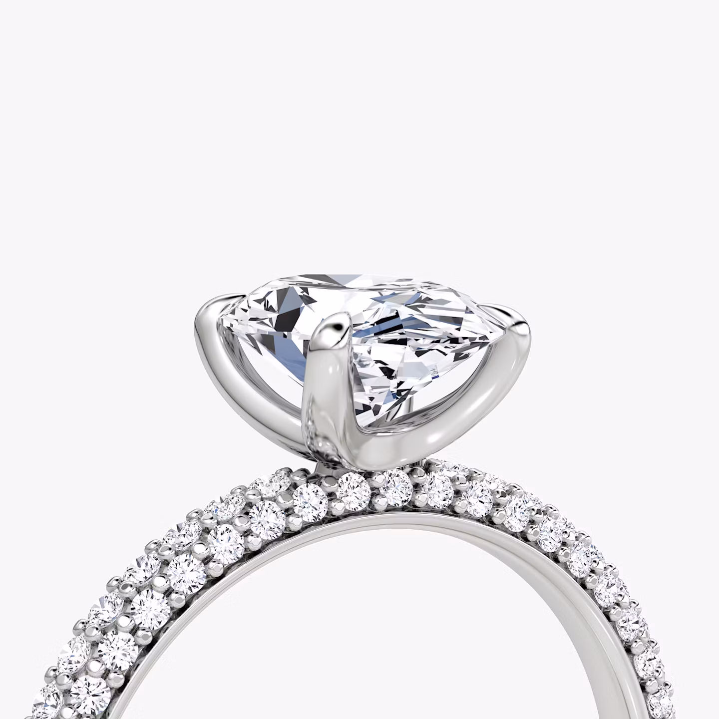 Pavé Dome | Oval | 18k | Weißgold | bandAccent: Mit Pavé-Besatz | diamondOrientation: vertical | caratWeight: other