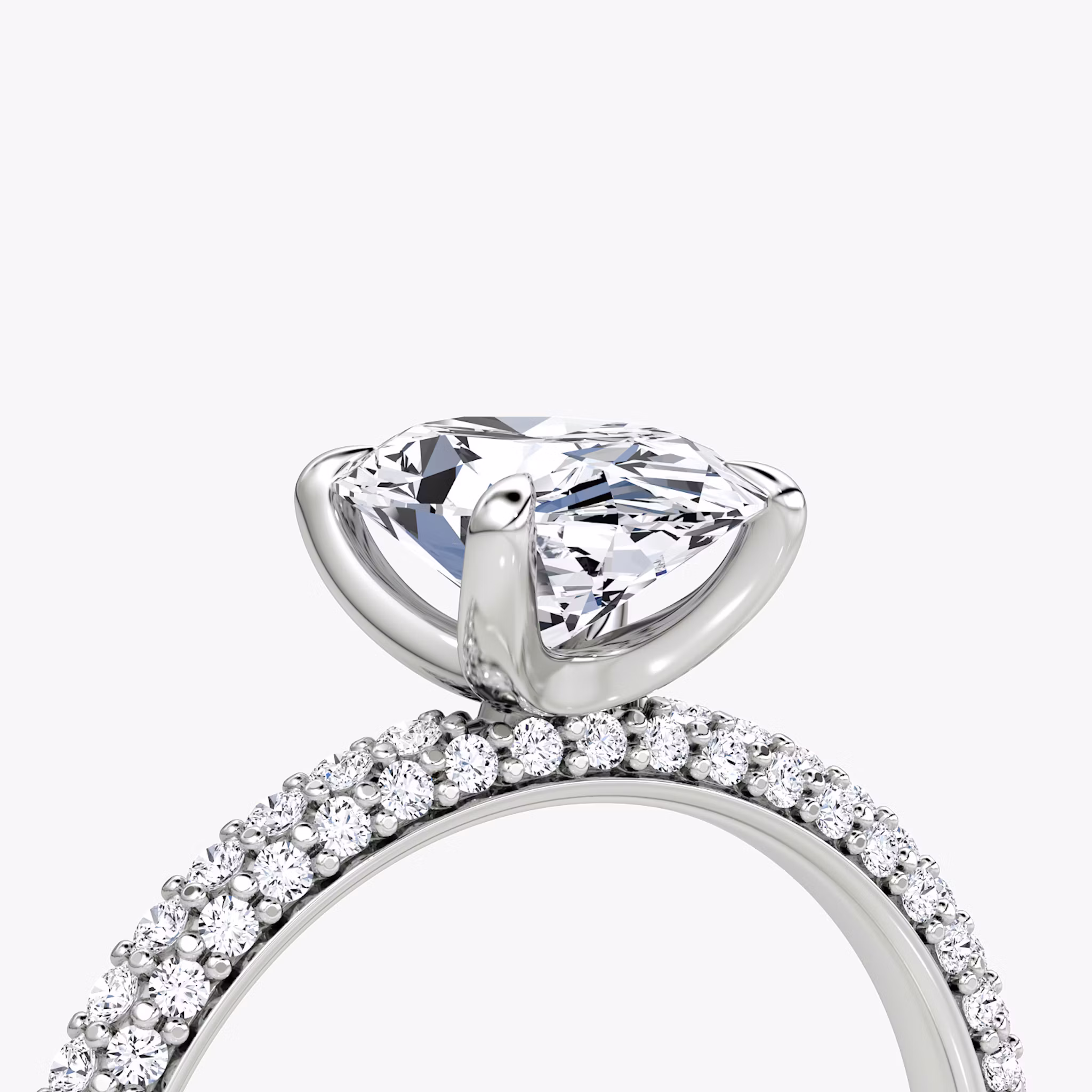 The Pavé Dome | Oval | 18k | White Gold | bandAccent: Pavé | diamondOrientation: vertical | caratWeight: other