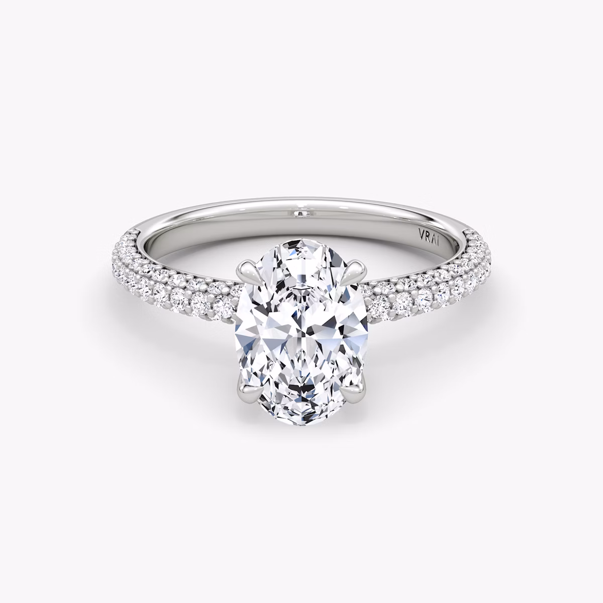 The Pavé Dome | Oval | Platinum | bandAccent: Pavé | diamondOrientation: vertical | caratWeight: other